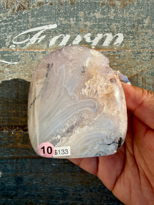 Gorgeous Scenic Moss Agate Freeform with Lavender Druzy | Indonesia | Opt 10