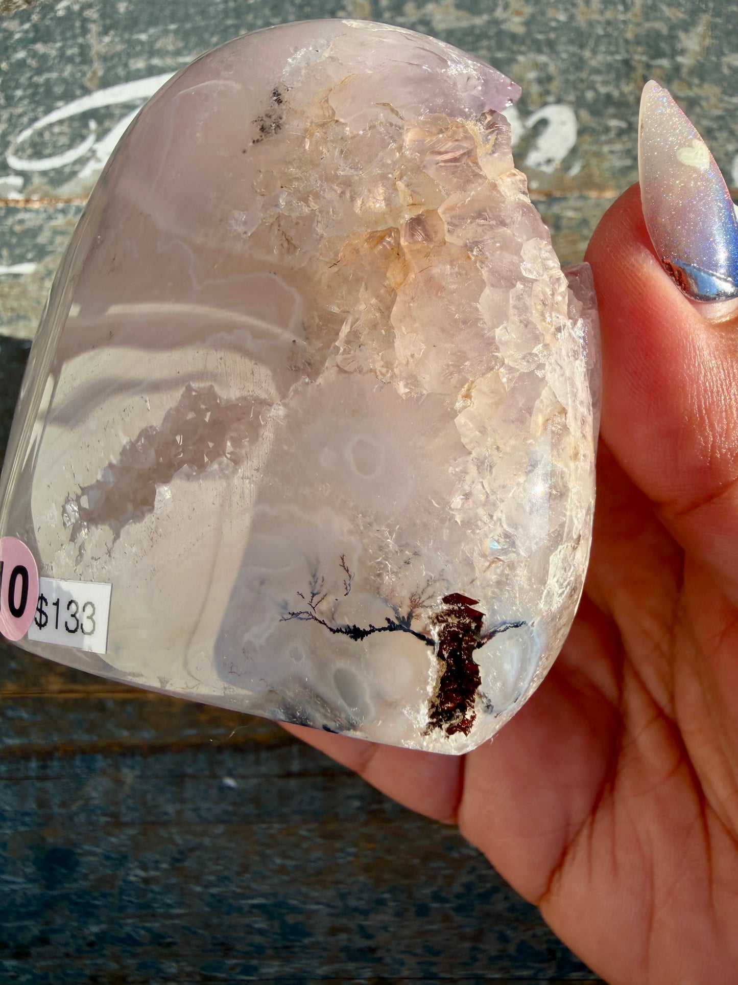Gorgeous Scenic Moss Agate Freeform with Lavender Druzy | Indonesia | Opt 10