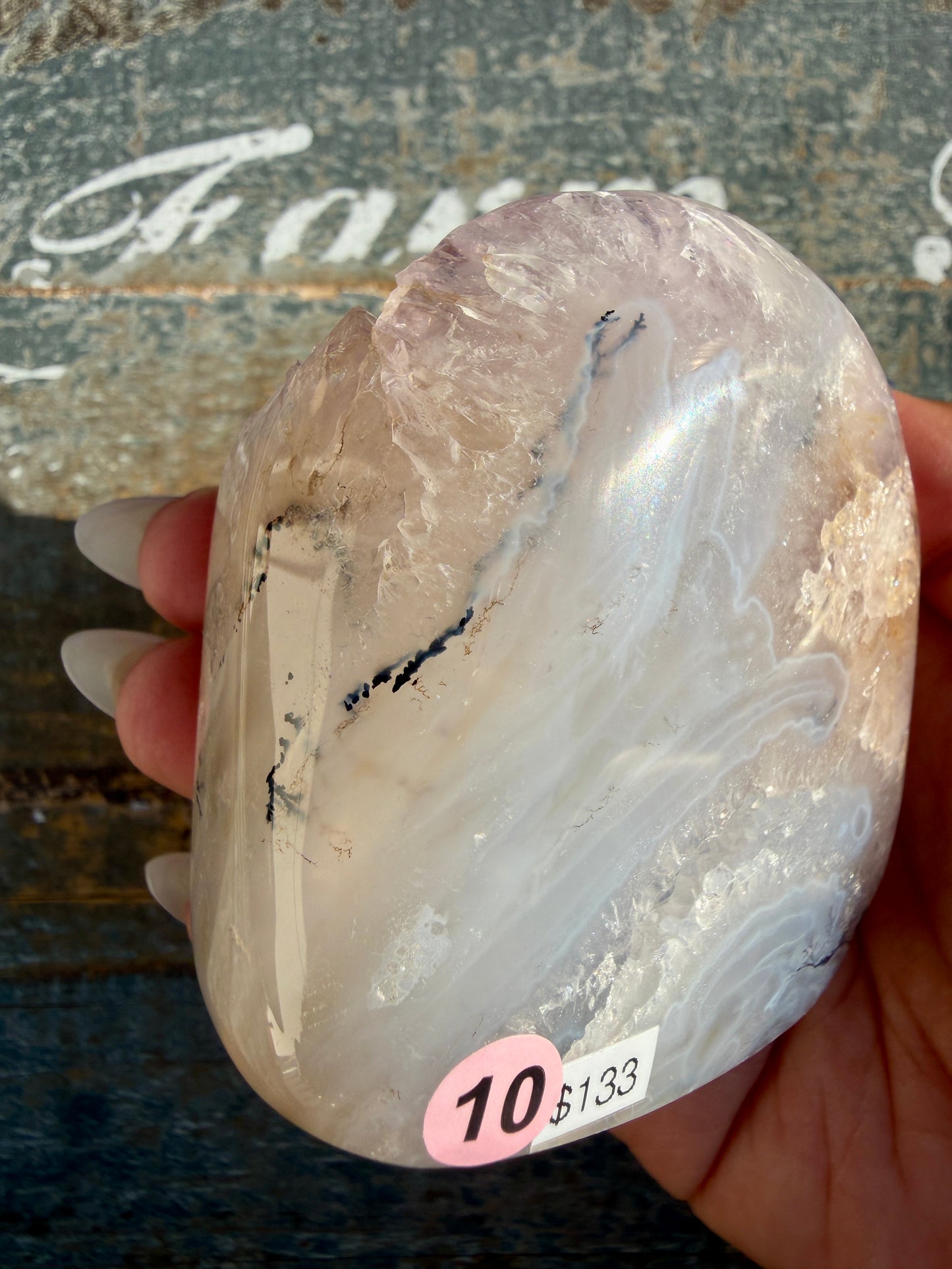 Gorgeous Scenic Moss Agate Freeform with Lavender Druzy | Indonesia | Opt 10