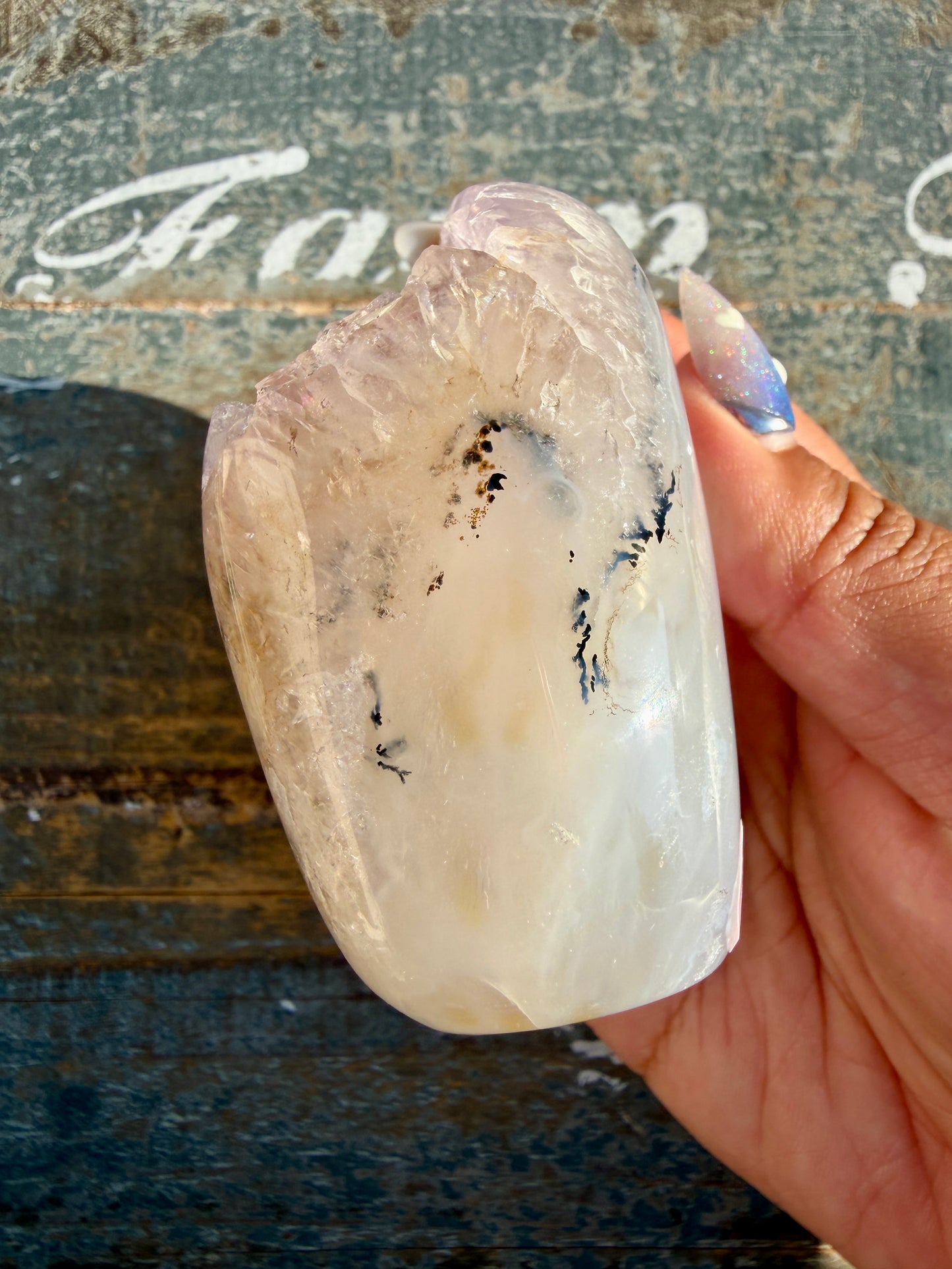 Gorgeous Scenic Moss Agate Freeform with Lavender Druzy | Indonesia | Opt 10
