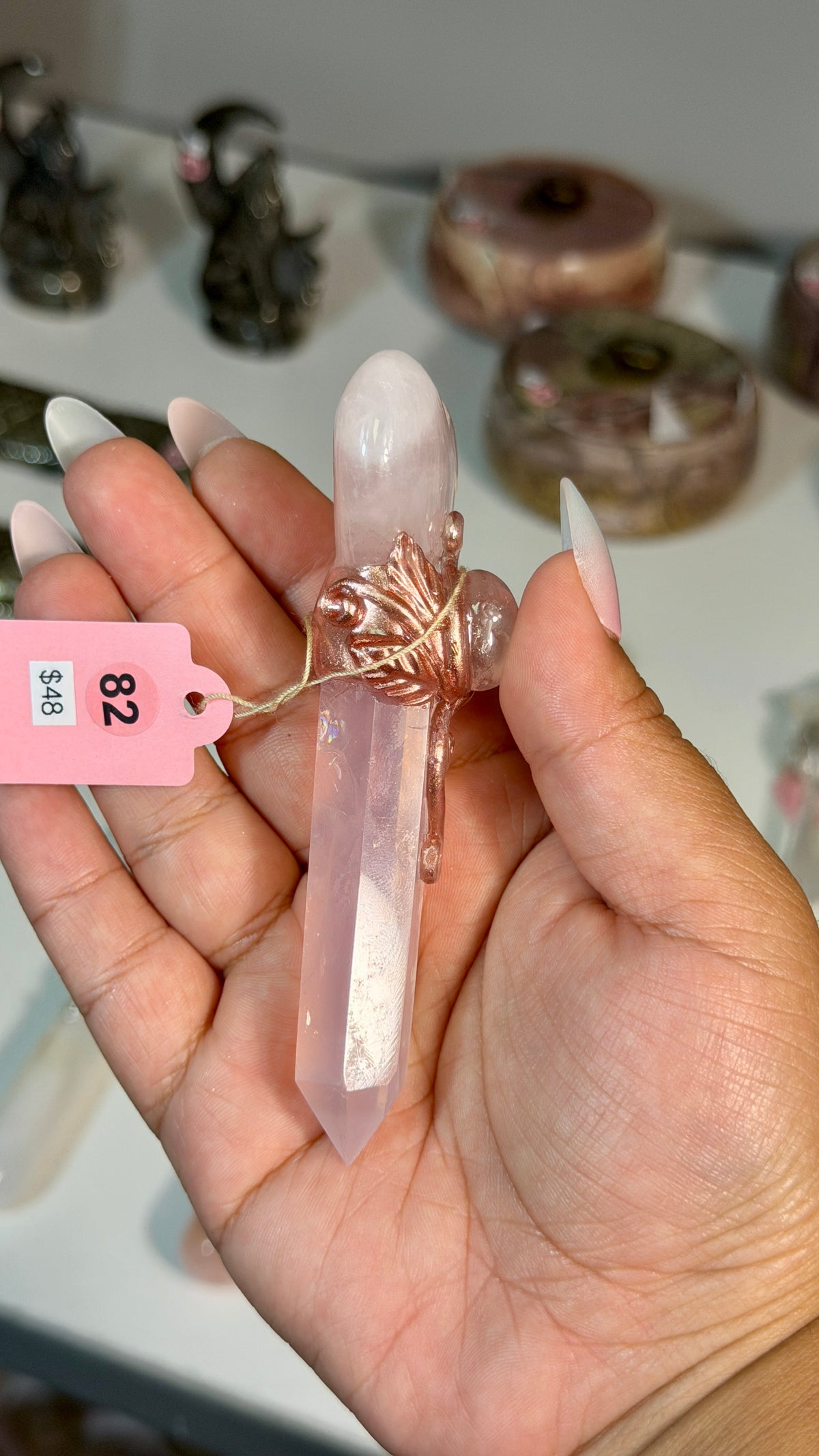 Handcrafted Mini Heart Fairy Crystal Wand | Rose Quartz | Opt 82