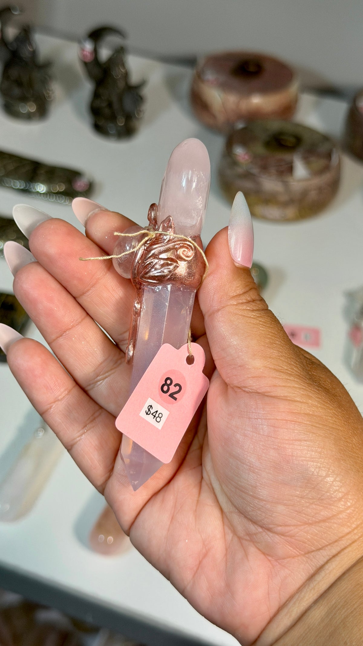 Handcrafted Mini Heart Fairy Crystal Wand | Rose Quartz | Opt 82
