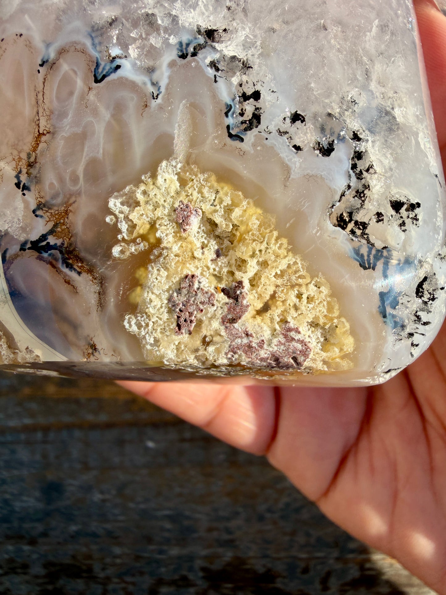 Gorgeous Scenic Moss Agate Freeform with Lavender Druzy | Indonesia | Opt 14