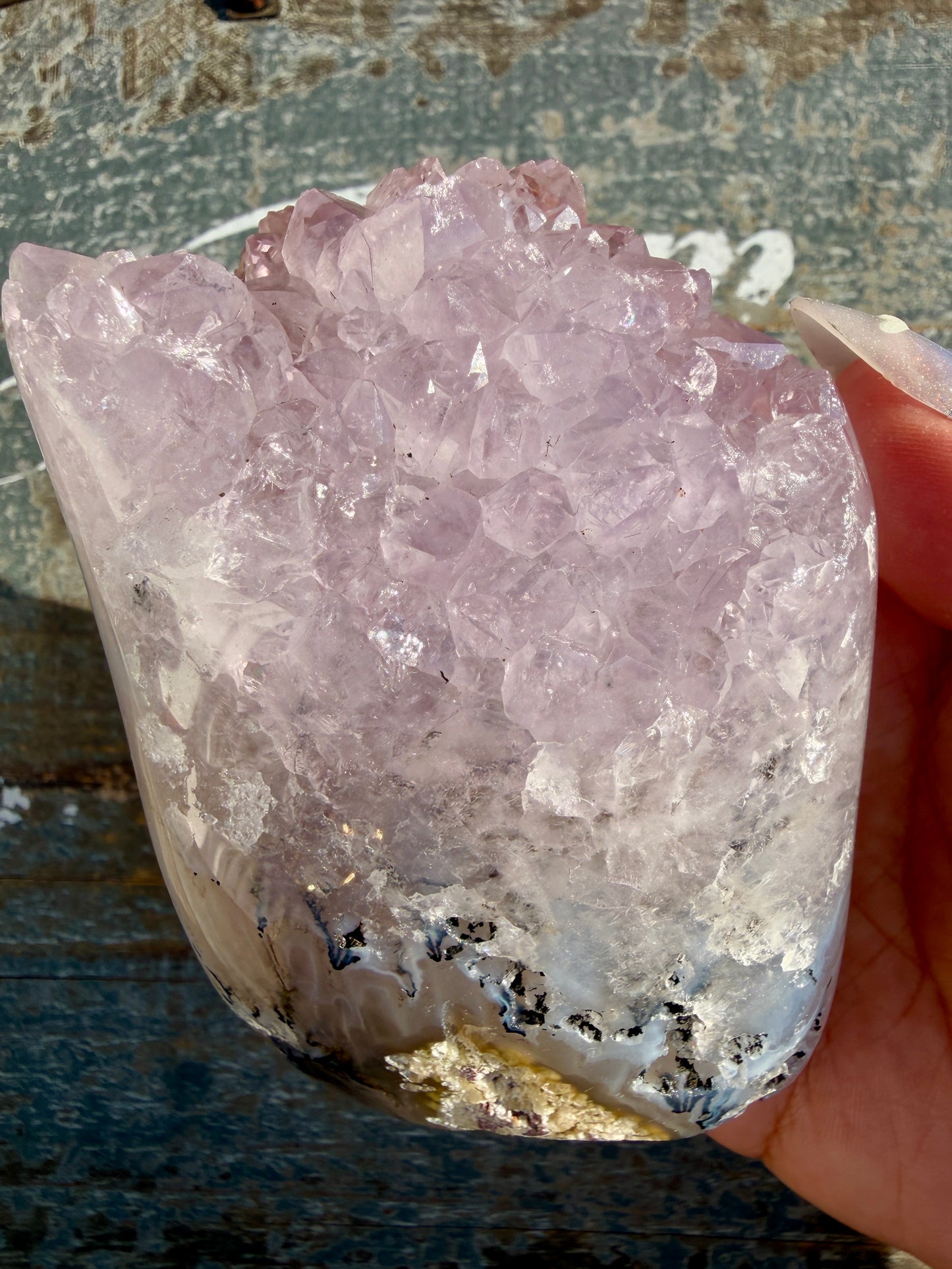 Gorgeous Scenic Moss Agate Freeform with Lavender Druzy | Indonesia | Opt 14