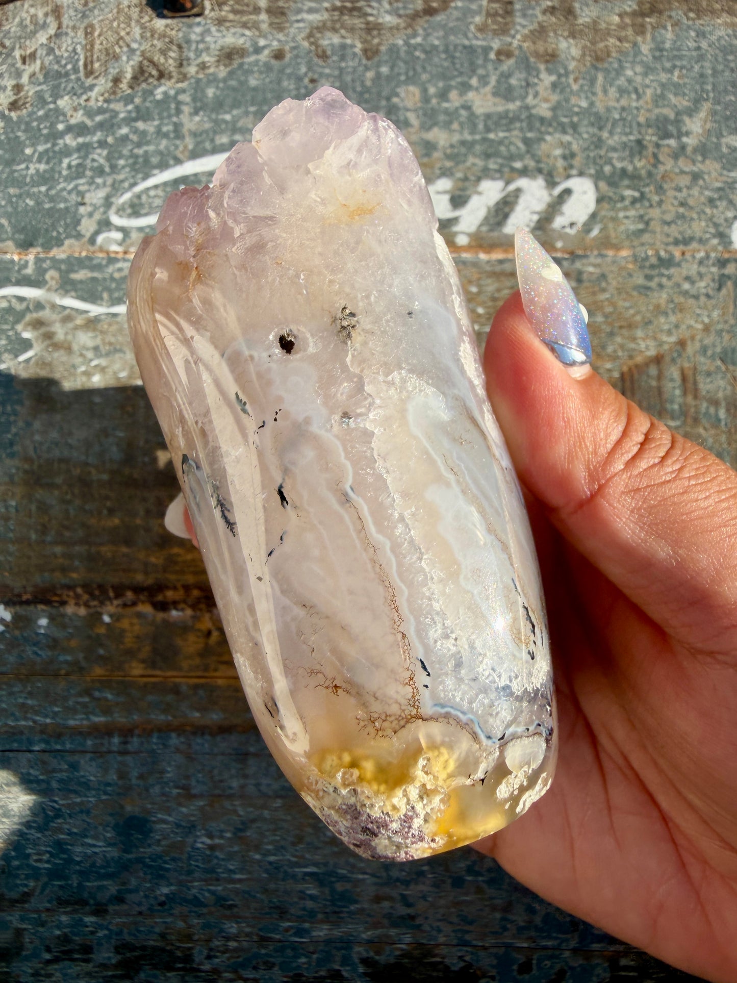 Gorgeous Scenic Moss Agate Freeform with Lavender Druzy | Indonesia | Opt 14