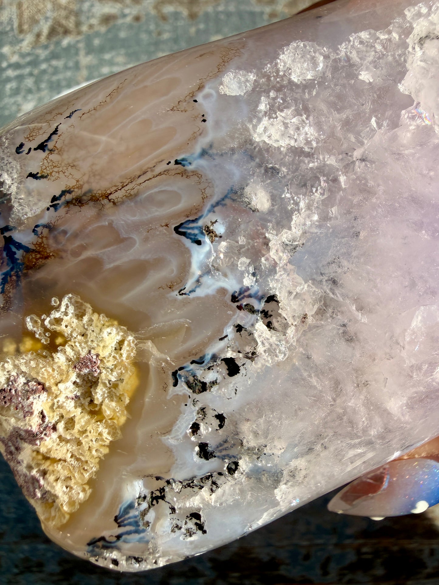 Gorgeous Scenic Moss Agate Freeform with Lavender Druzy | Indonesia | Opt 14