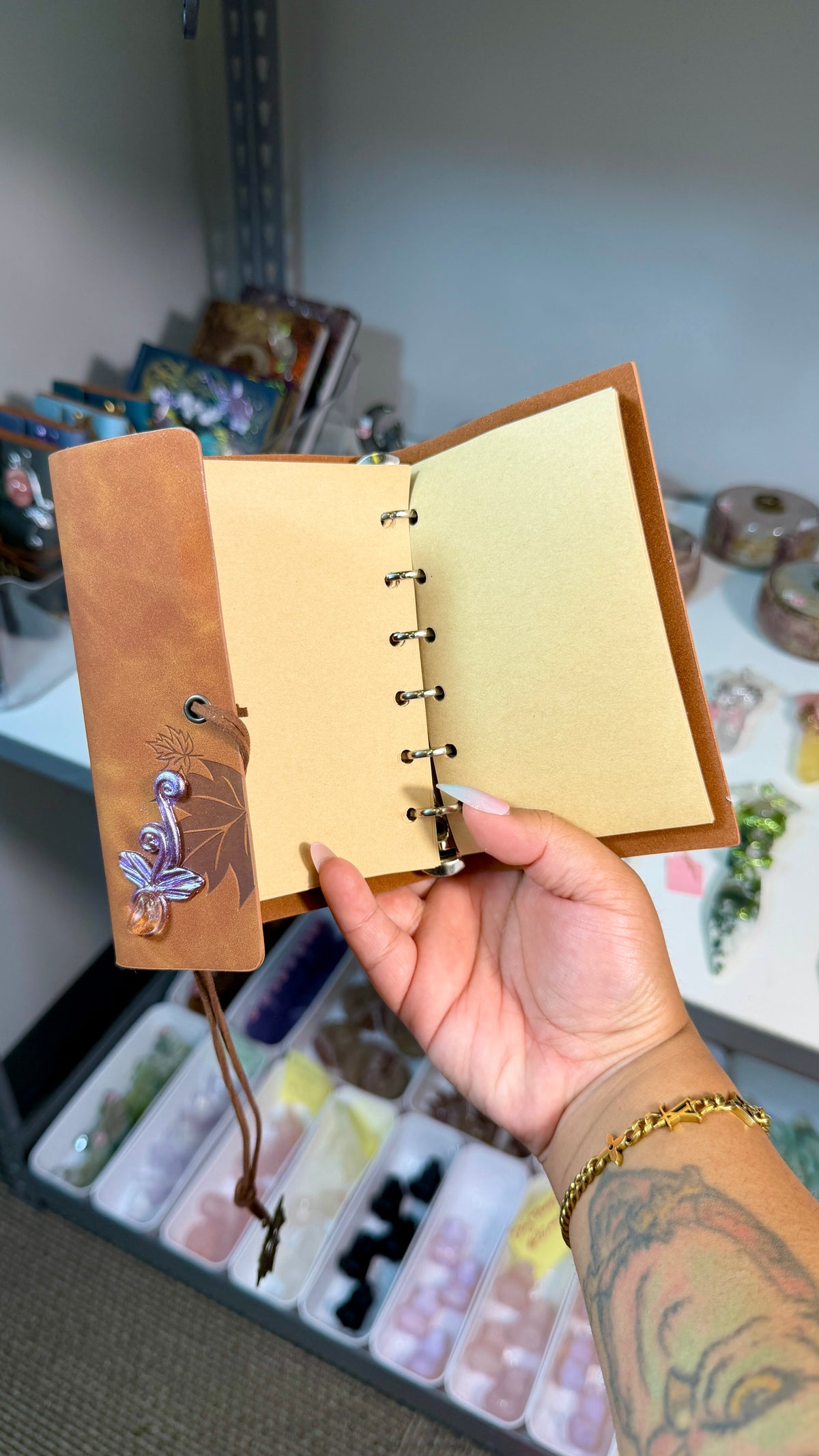 Enchanted Crystal Embellished Journal | Renaissance Faire Inspired Notebook | Brown Suede