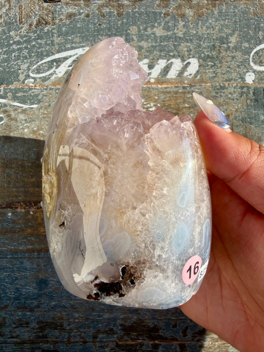 Gorgeous Scenic Moss Agate Freeform with Lavender Druzy | Indonesia | Opt 16
