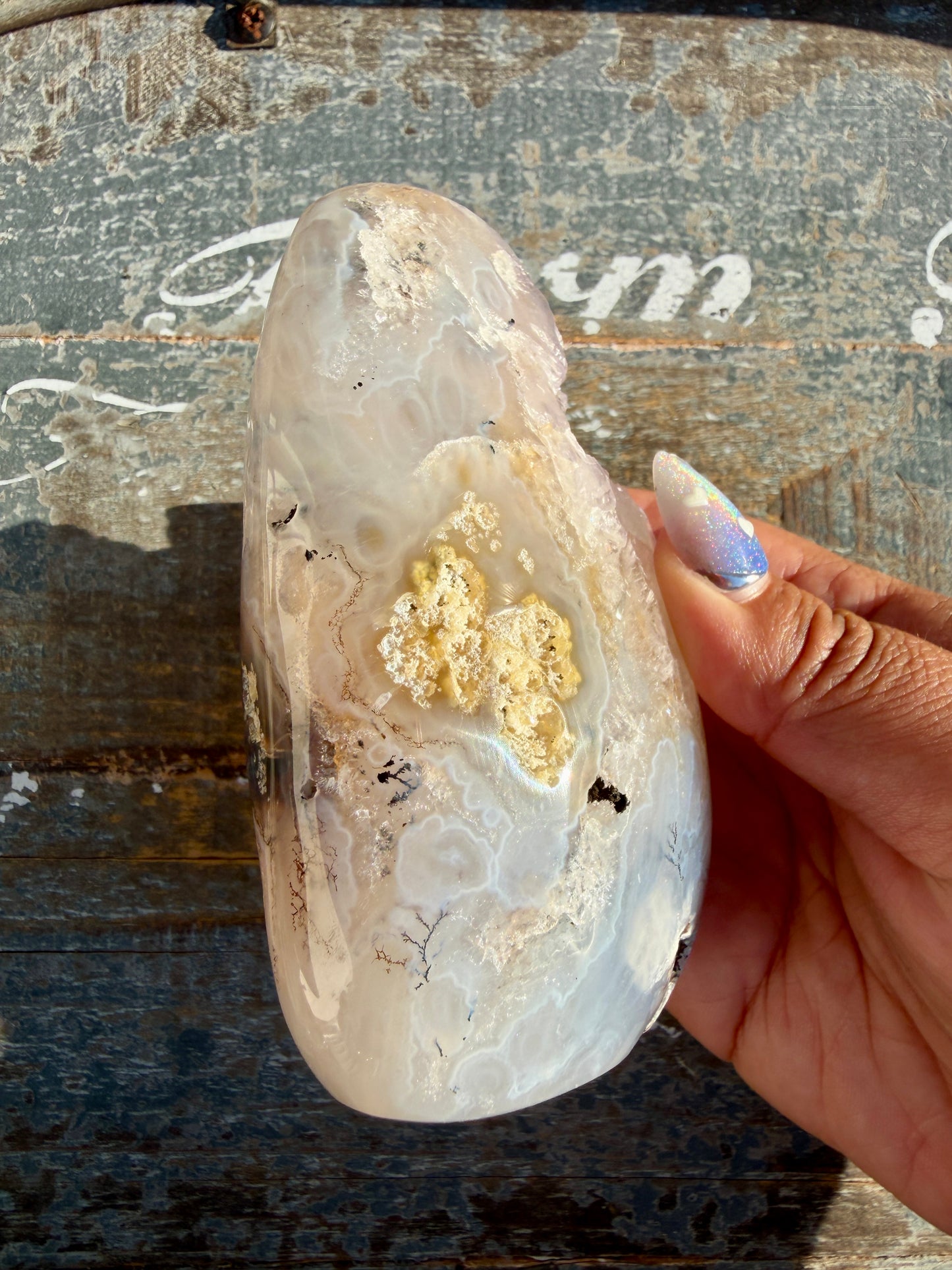 Gorgeous Scenic Moss Agate Freeform with Lavender Druzy | Indonesia | Opt 16