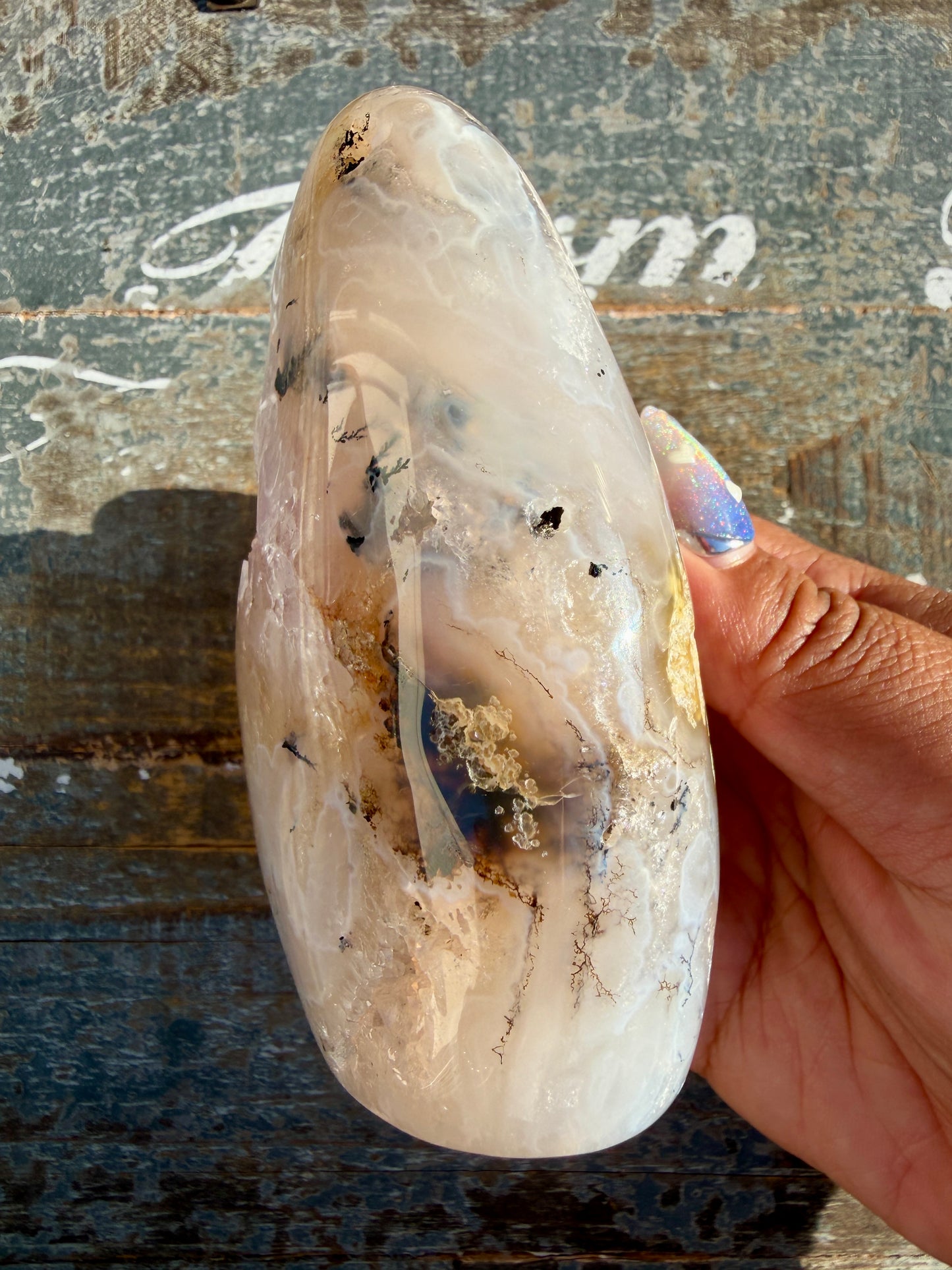 Gorgeous Scenic Moss Agate Freeform with Lavender Druzy | Indonesia | Opt 16