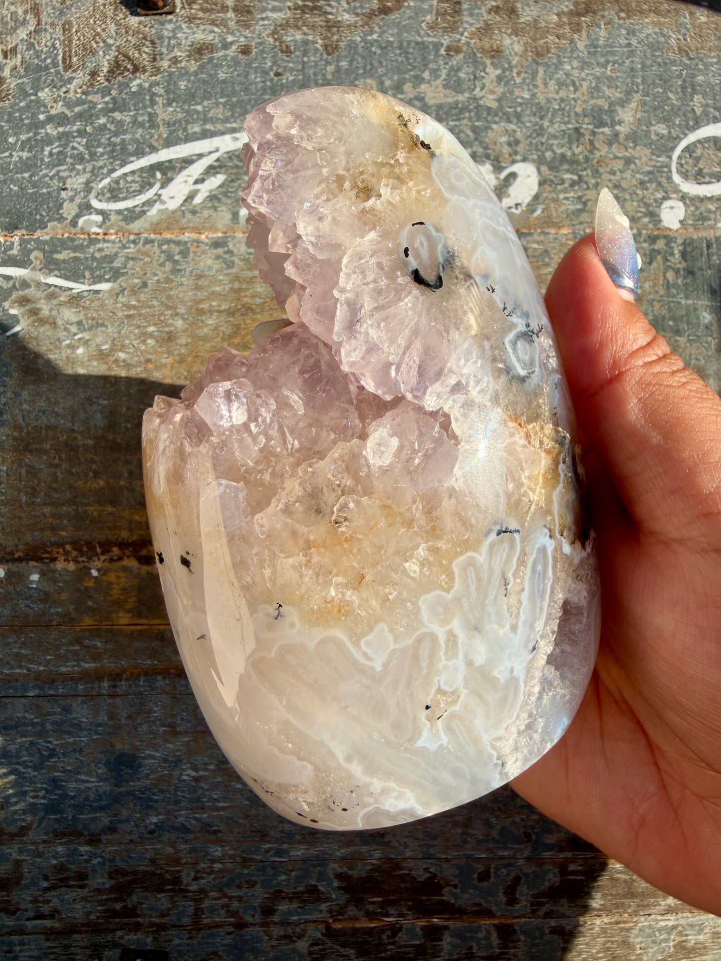 Gorgeous Scenic Moss Agate Freeform with Lavender Druzy | Indonesia | Opt 16