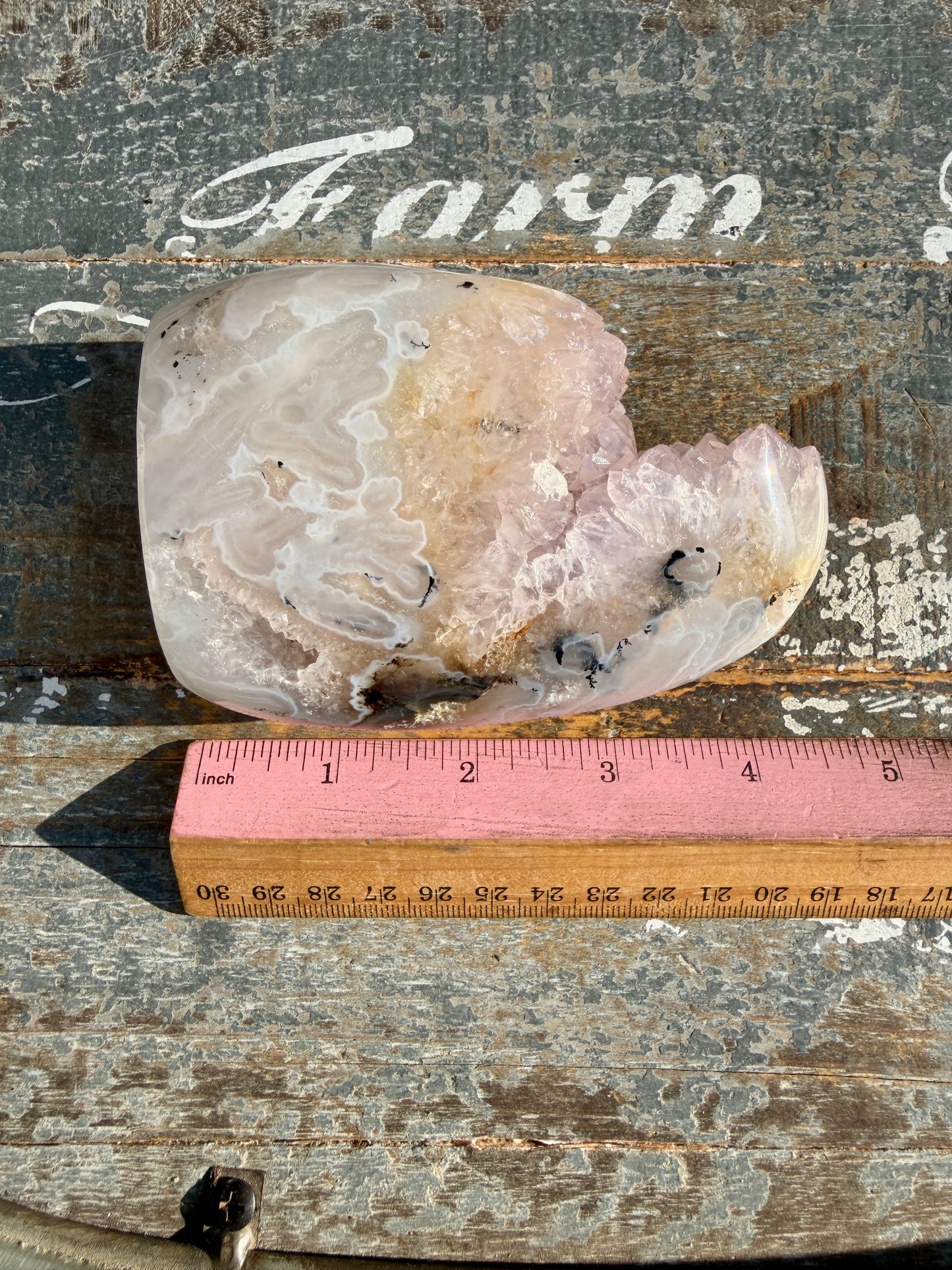 Gorgeous Scenic Moss Agate Freeform with Lavender Druzy | Indonesia | Opt 16