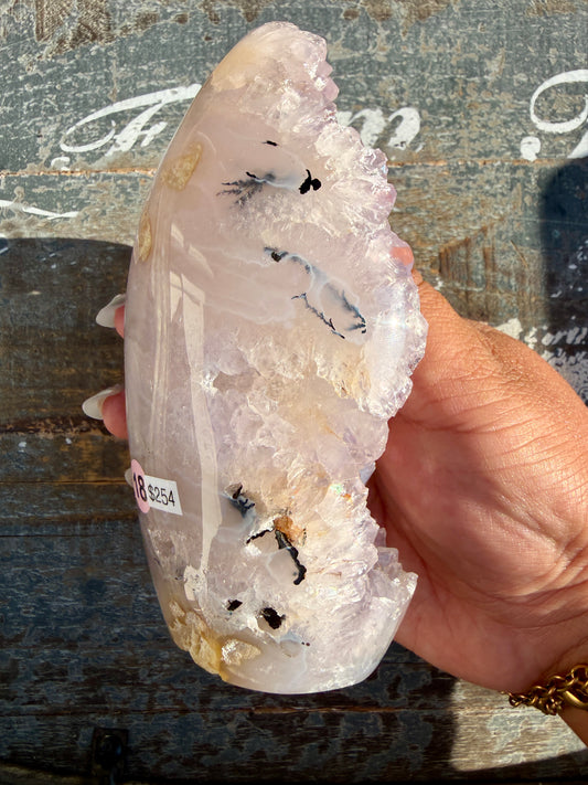 Gorgeous Scenic Moss Agate Freeform with Lavender Druzy | Indonesia | Opt 18