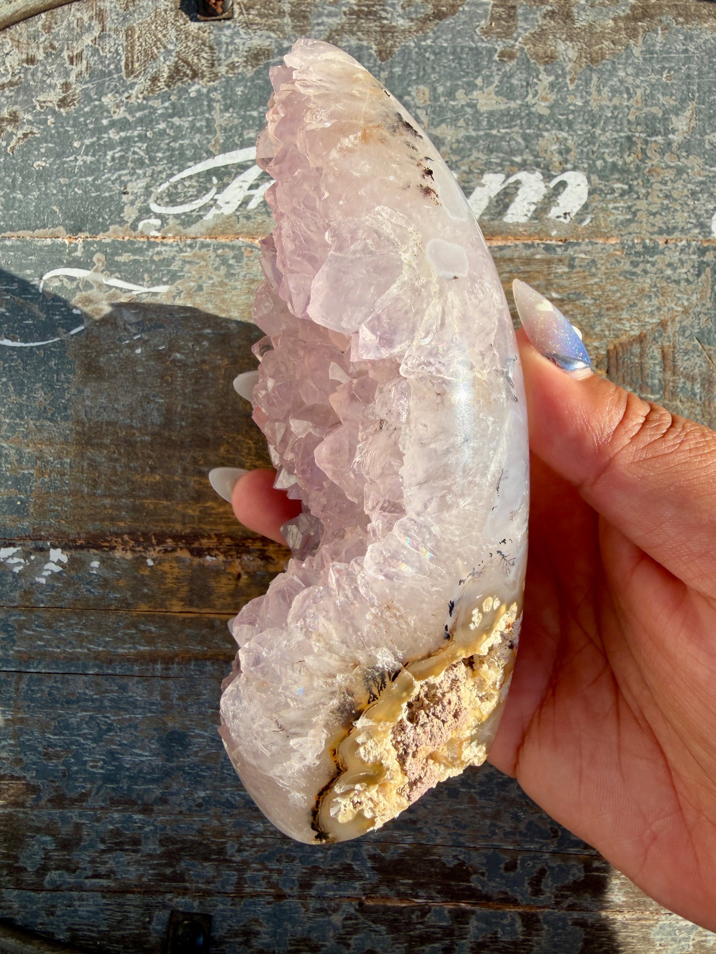 Gorgeous Scenic Moss Agate Freeform with Lavender Druzy | Indonesia | Opt 18