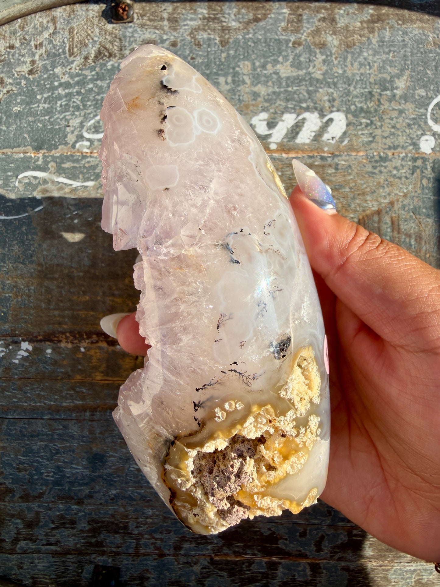 Gorgeous Scenic Moss Agate Freeform with Lavender Druzy | Indonesia | Opt 18