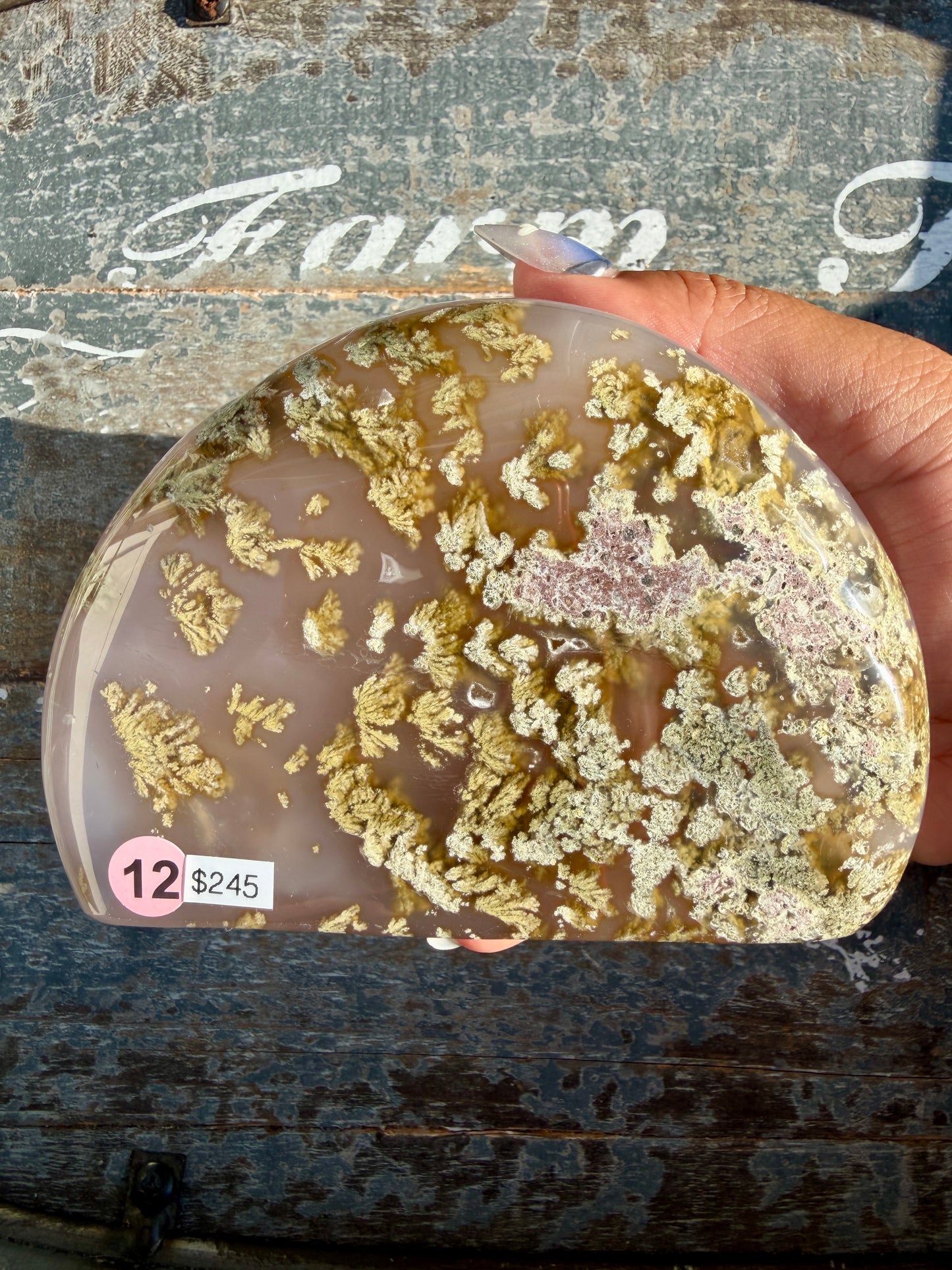 Gorgeous Scenic Moss Agate Freeform with Lavender Druzy | Indonesia | Opt 12