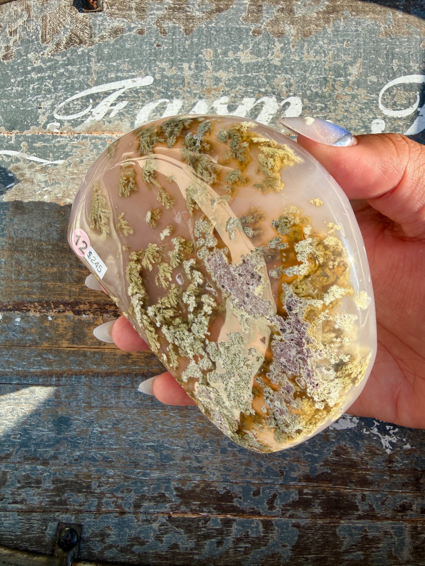 Gorgeous Scenic Moss Agate Freeform with Lavender Druzy | Indonesia | Opt 12