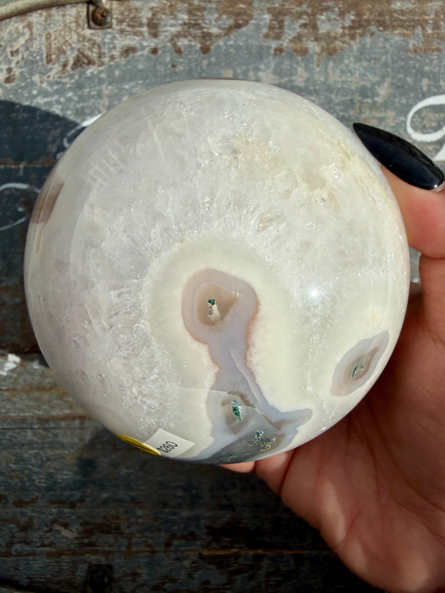 Gorgeous XL Moss Agate in Quartz Sphere | Opt I