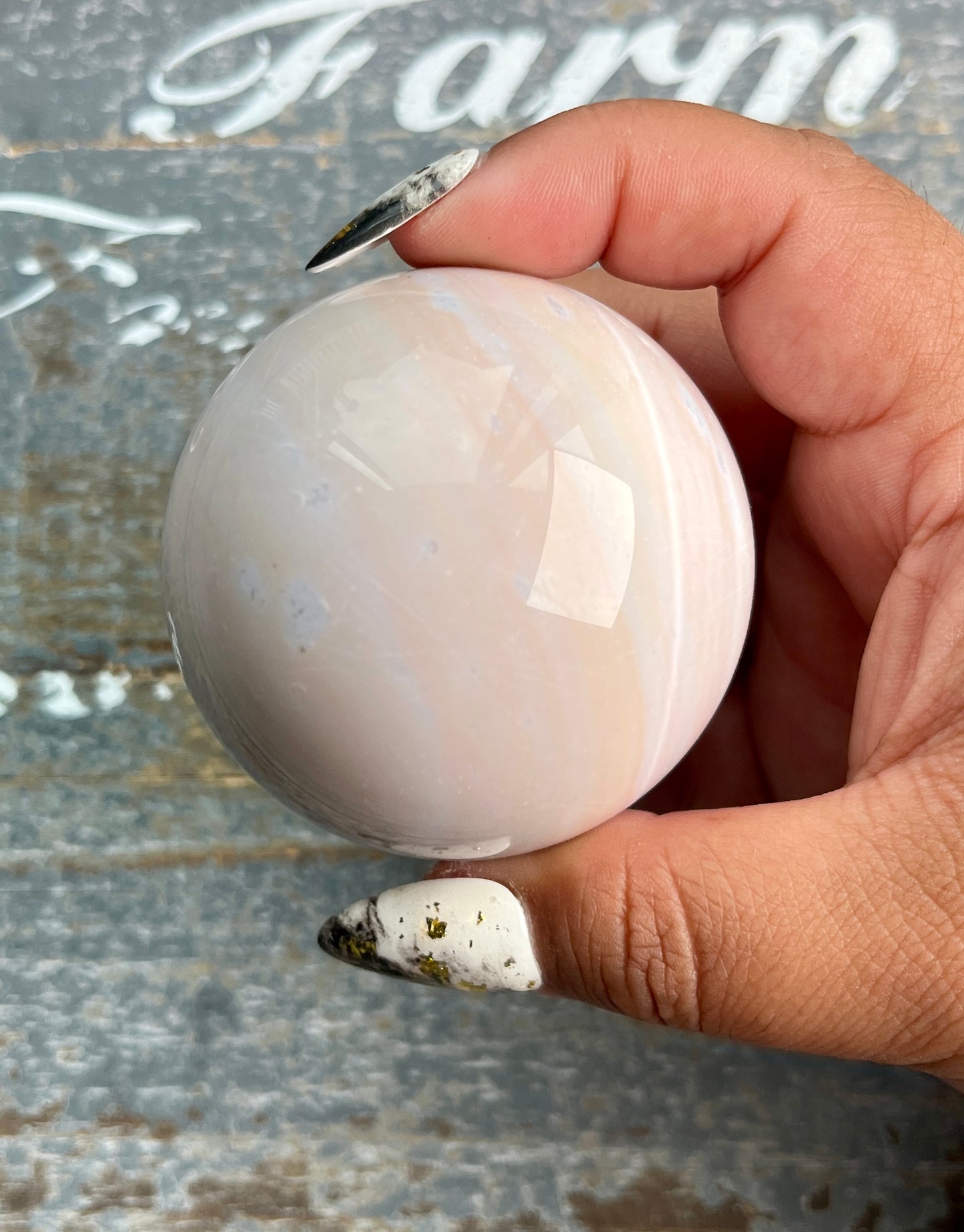 Gorgeous Rare Banded Milky Pastel Agate Sphere