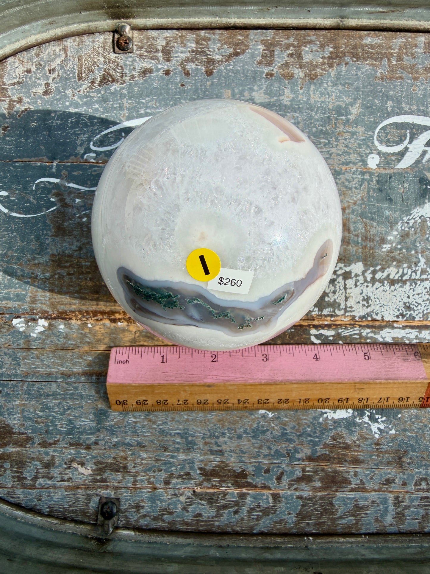 Gorgeous XL Moss Agate in Quartz Sphere | Opt I