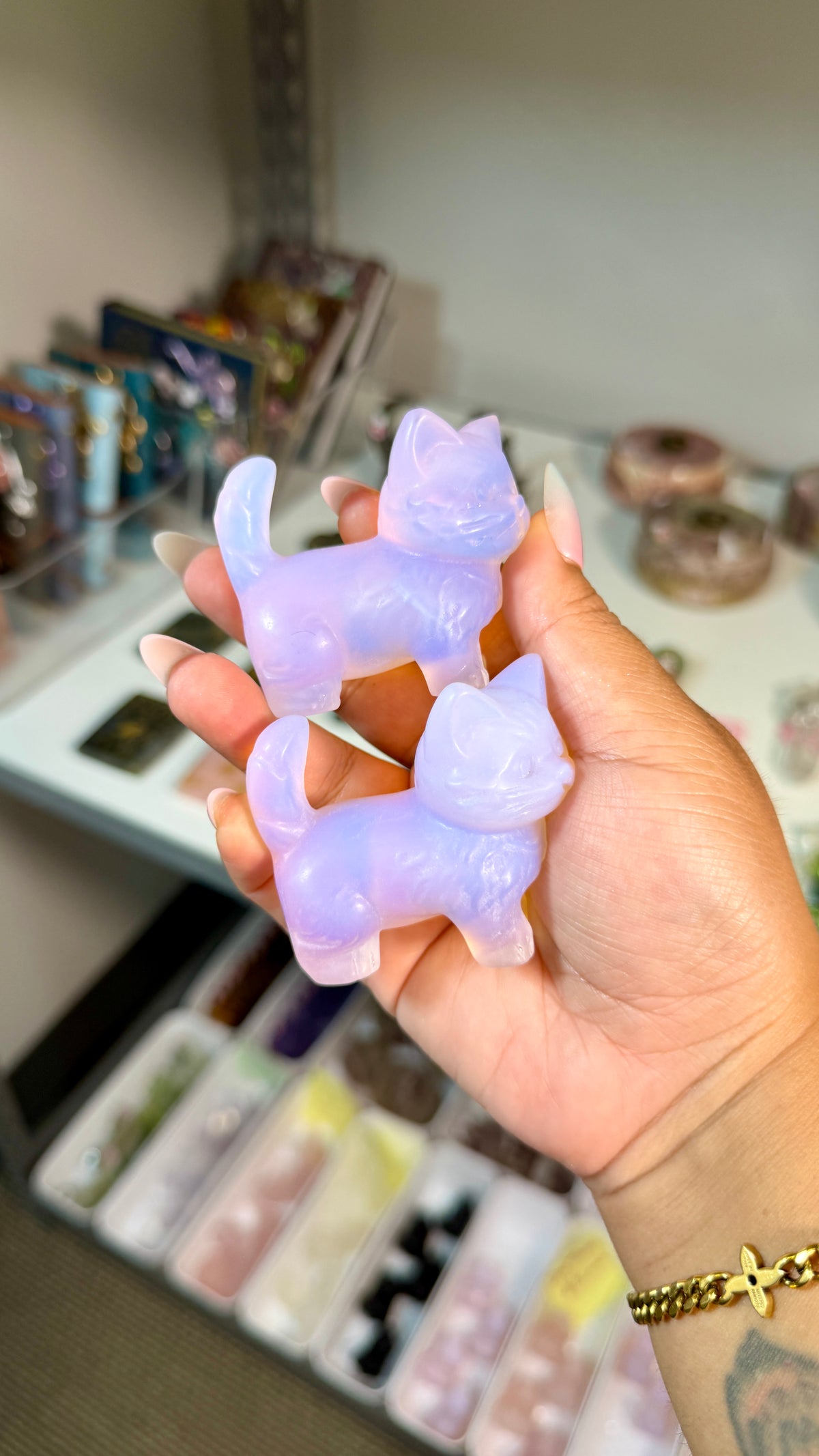 One (1) Adorable Pink Opalite Quartz Kitty | Intuitively Chosen