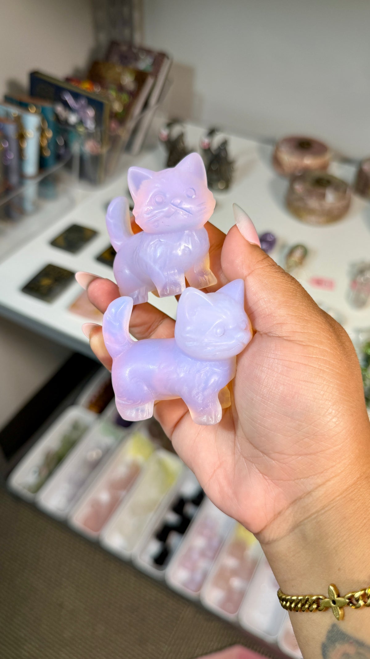 One (1) Adorable Pink Opalite Quartz Kitty | Intuitively Chosen