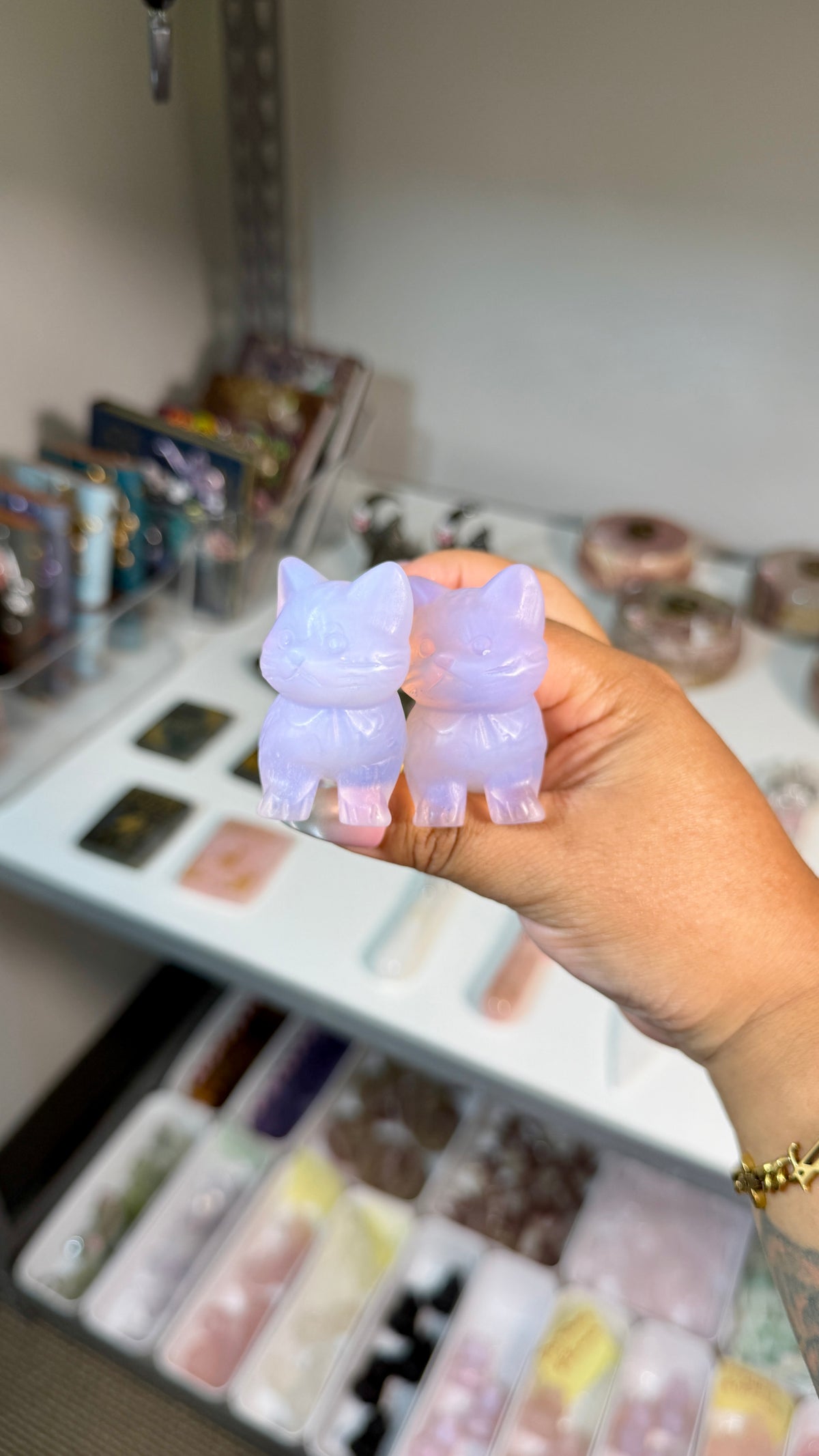 One (1) Adorable Pink Opalite Quartz Kitty | Intuitively Chosen