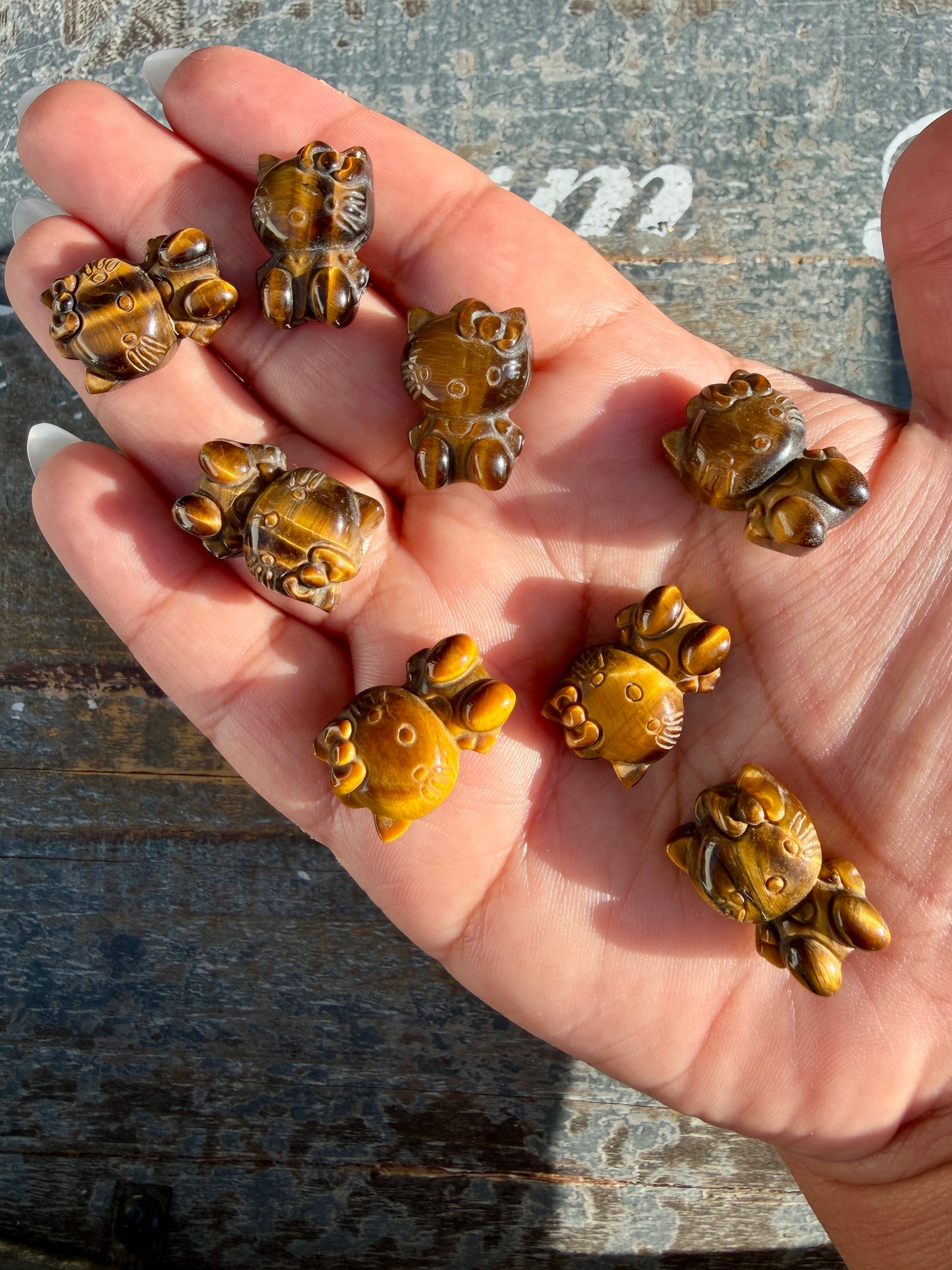 One (1) Adorable Tigers Eye Hello Kitty Carving | Intuitively Chosen