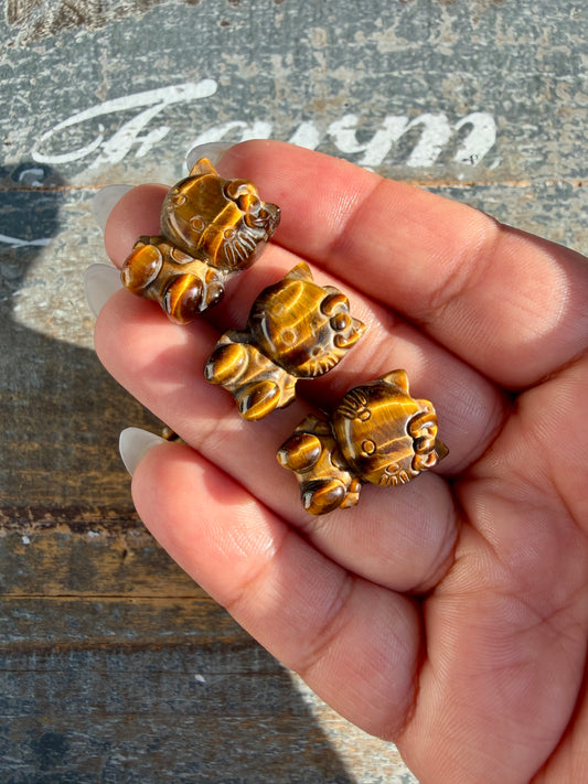 One (1) Adorable Tigers Eye Hello Kitty Carving | Intuitively Chosen