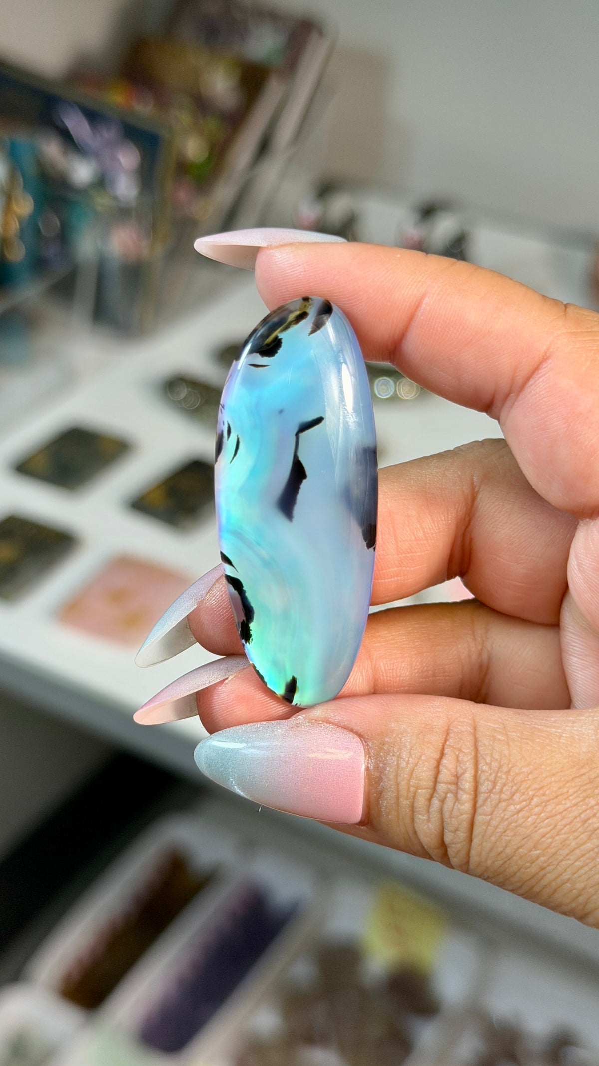 Gorgeous Aura Moon Effect Bonded Gemstone Cab | Opt 11 | Denver Gem Show Find