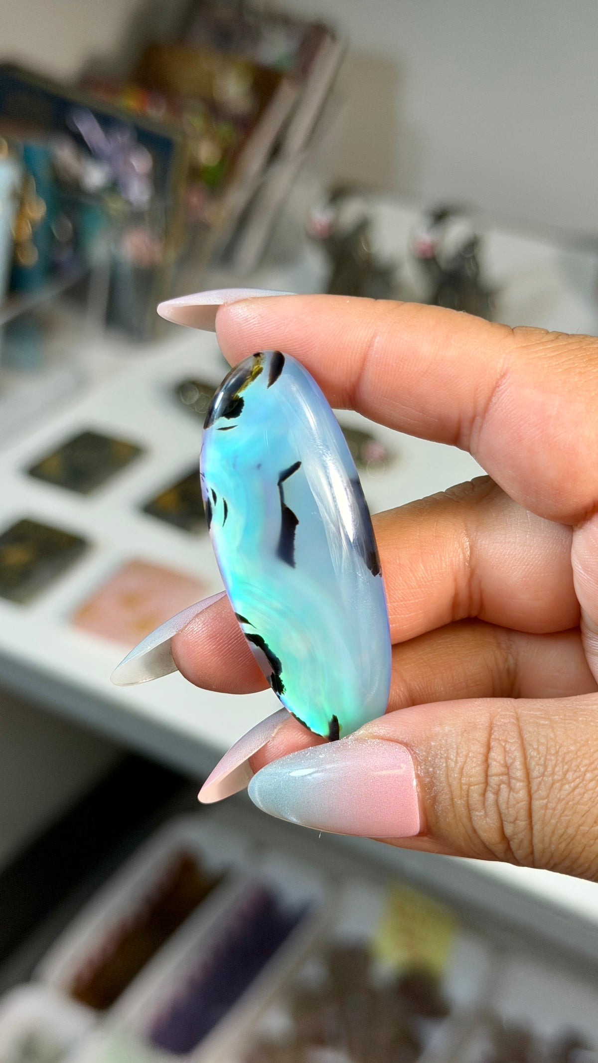 Gorgeous Aura Moon Effect Bonded Gemstone Cab | Opt 11 | Denver Gem Show Find