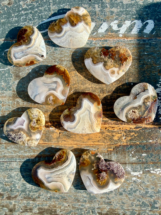 One (1) Gorgeous Scenic Moss Agate Heart (flat back) Style D | Indonesia | Intuitively Chosen