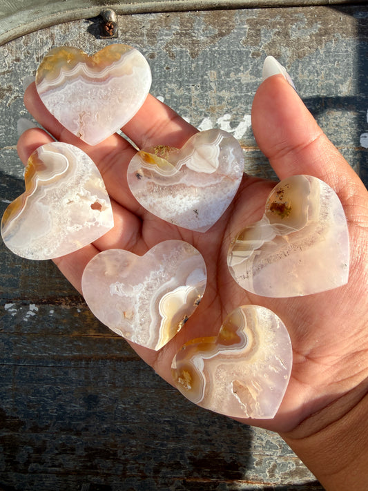 One (1) Gorgeous Scenic Moss Agate Heart (flat back) Style B | Indonesia | Intuitively Chosen