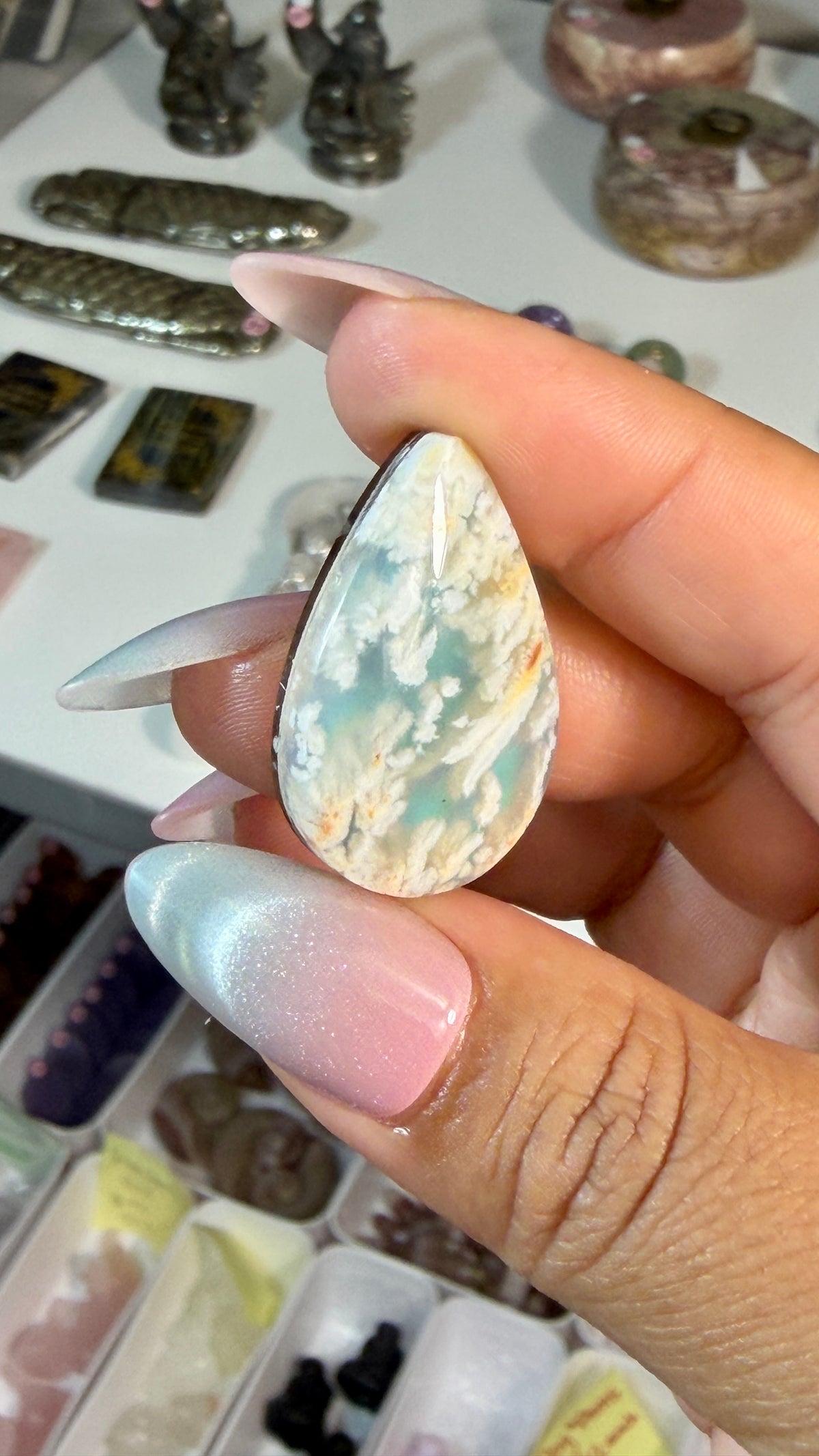 Gorgeous Aura Moon Effect Bonded Gemstone Cab | Opt 8 | Denver Gem Show Find