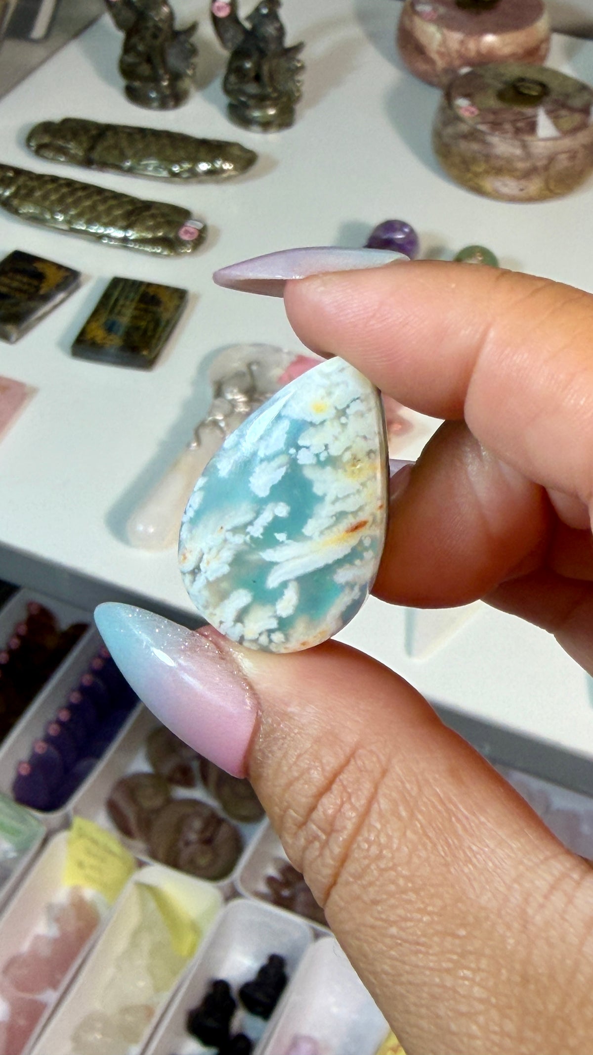 Gorgeous Aura Moon Effect Bonded Gemstone Cab | Opt 8 | Denver Gem Show Find