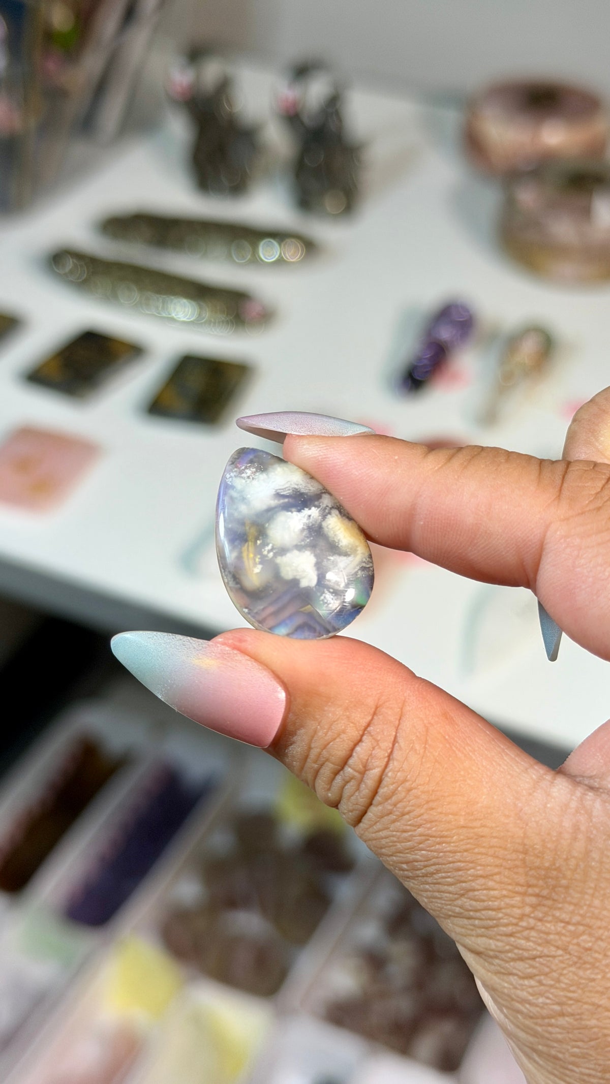 Gorgeous Aura Moon Effect Bonded Gemstone Cab | Opt 10 | Denver Gem Show Find