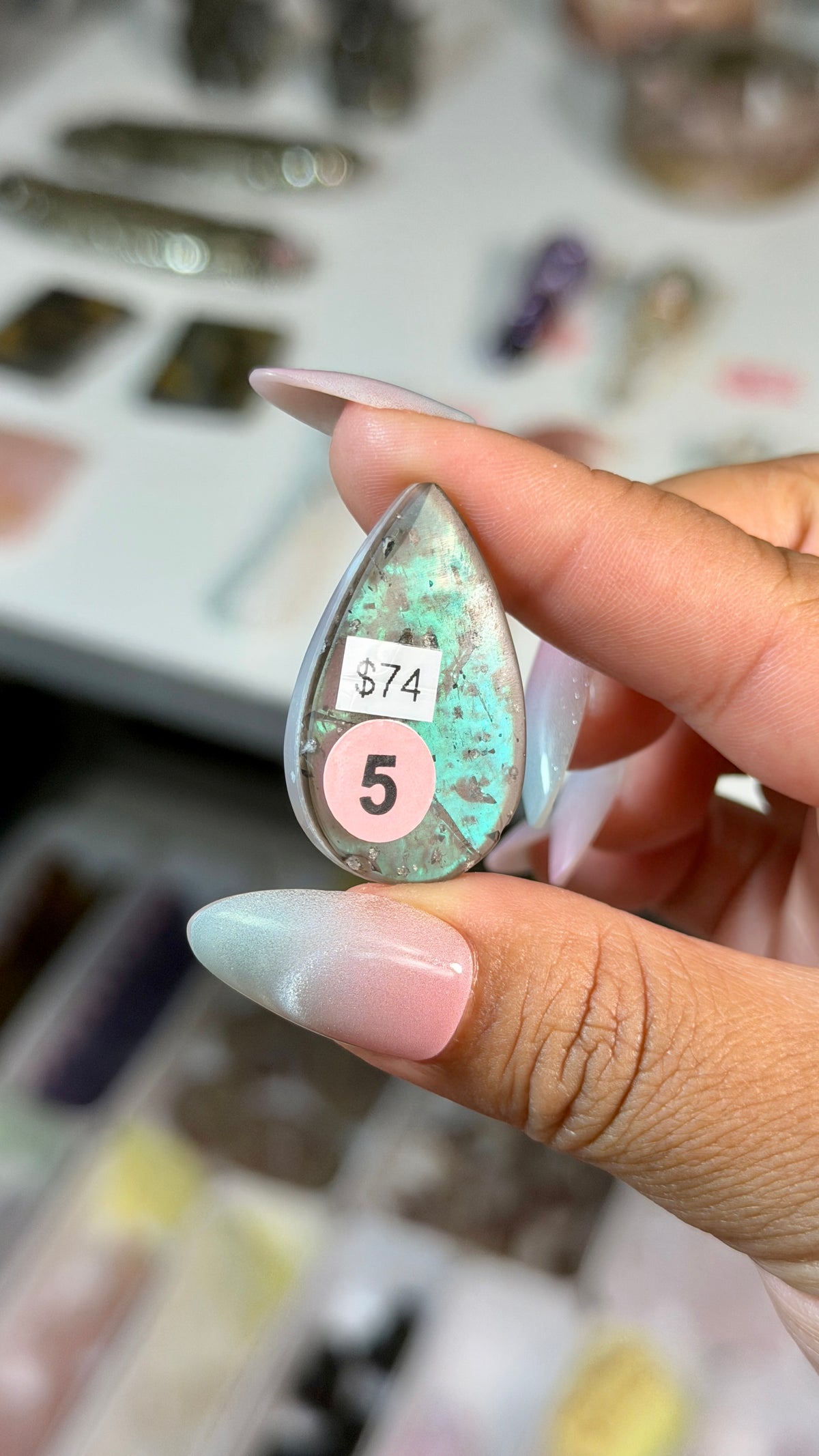Gorgeous Aura Moon Effect Bonded Gemstone Cab | Opt 5 | Denver Gem Show Find