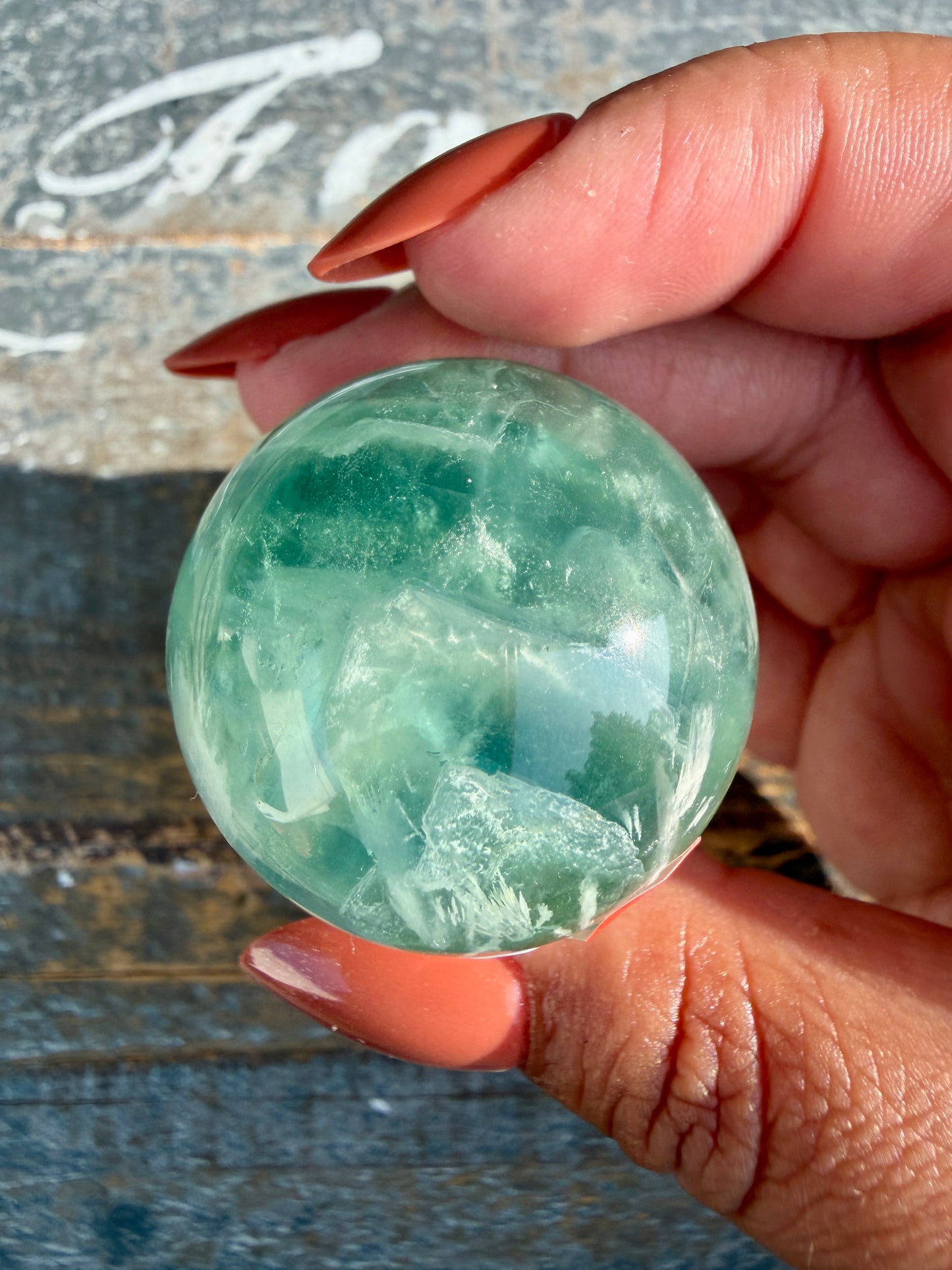 Gorgeous Feathered Fluorite Sphere | Opt 22