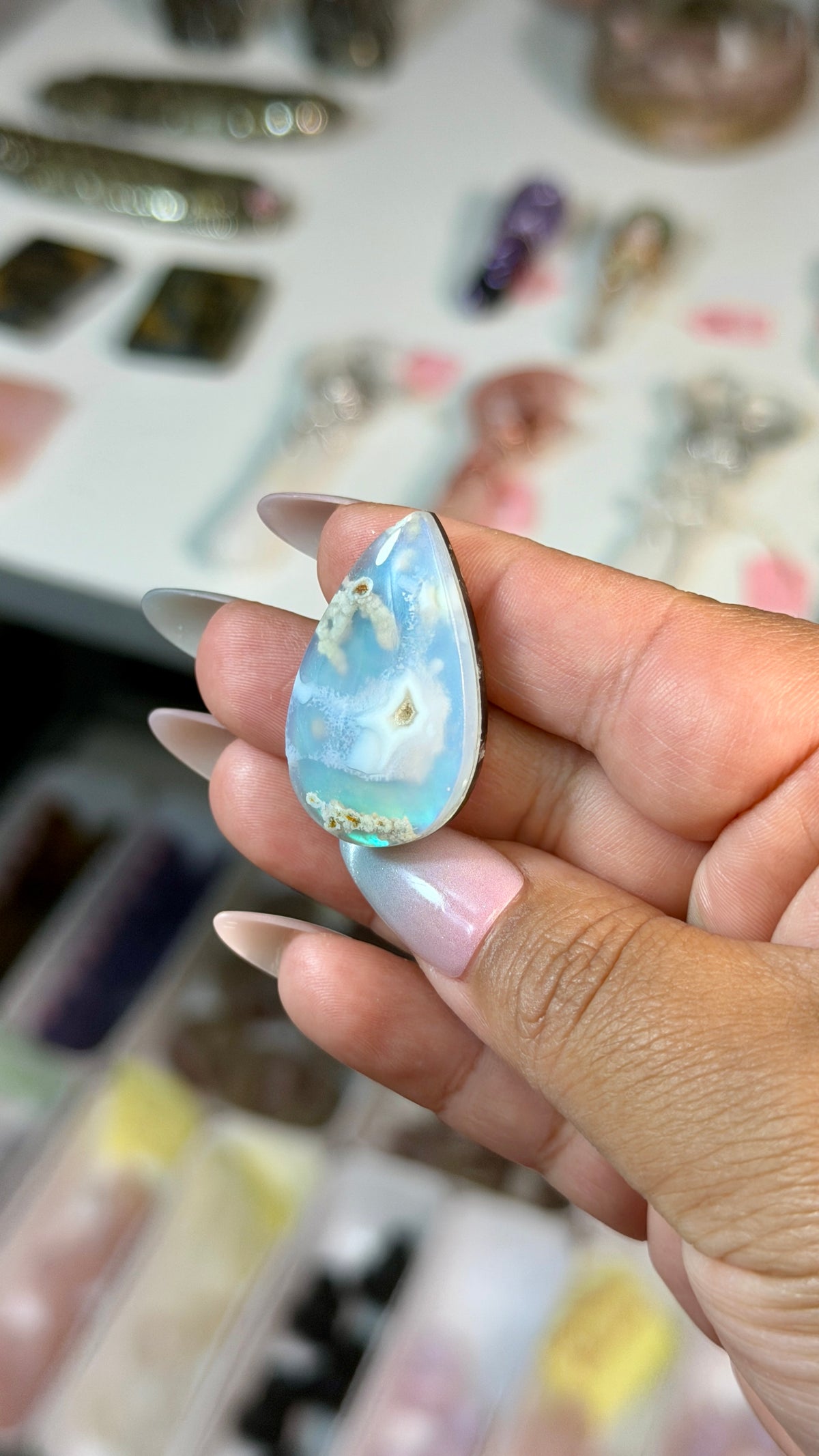 Gorgeous Aura Moon Effect Bonded Gemstone Cab | Opt 5 | Denver Gem Show Find