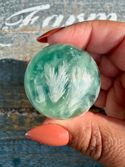 Gorgeous Feathered Fluorite Sphere | Opt 22