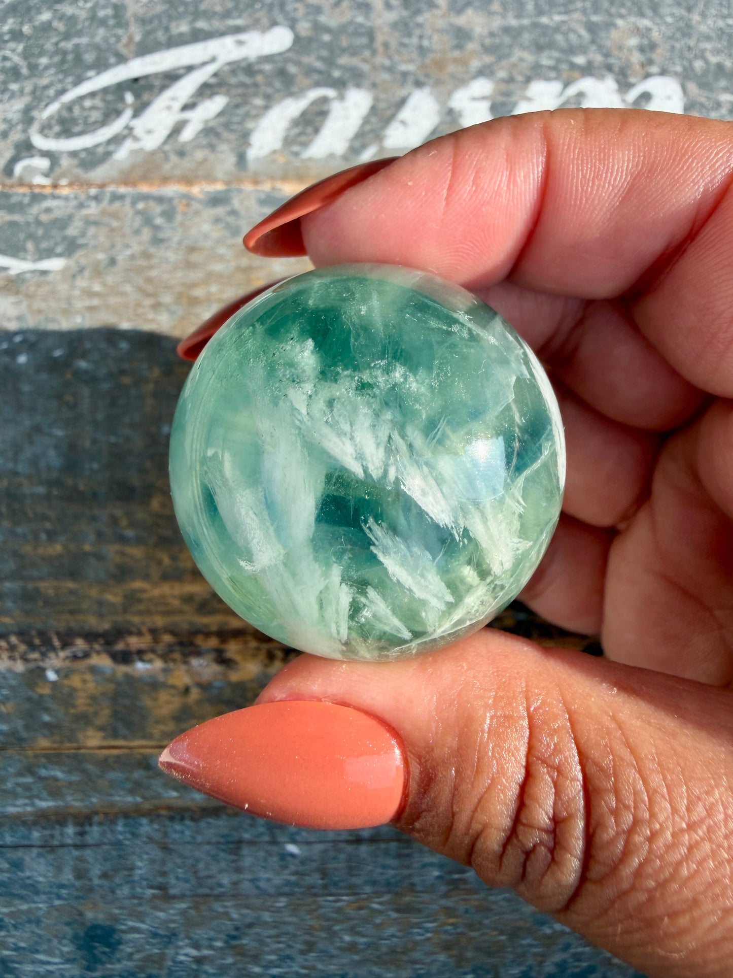 Gorgeous Feathered Fluorite Sphere | Opt 22