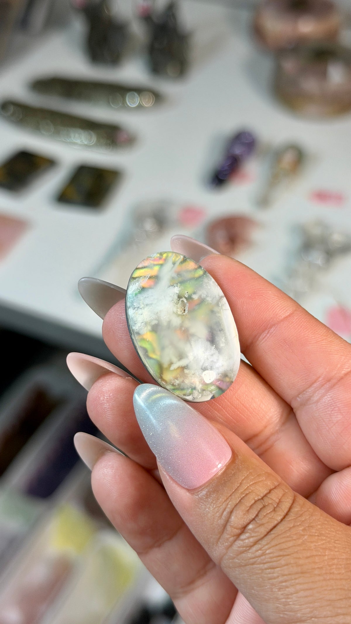 Gorgeous Aura Moon Effect Bonded Gemstone Cab | Opt 7 | Denver Gem Show Find