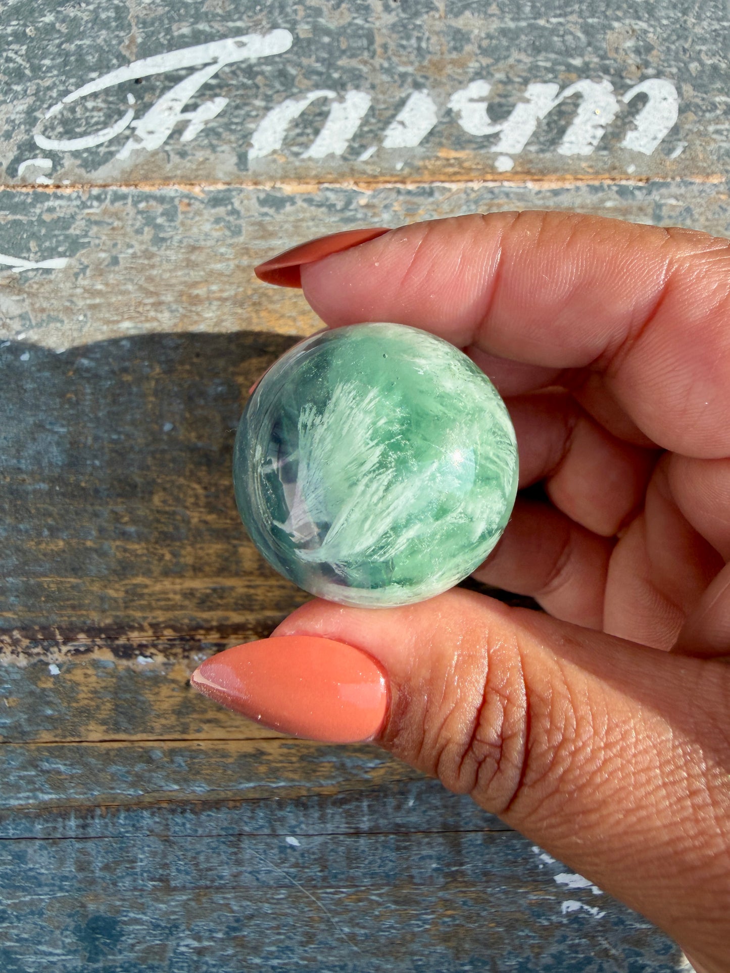 Gorgeous Feathered Fluorite Sphere | Opt 16