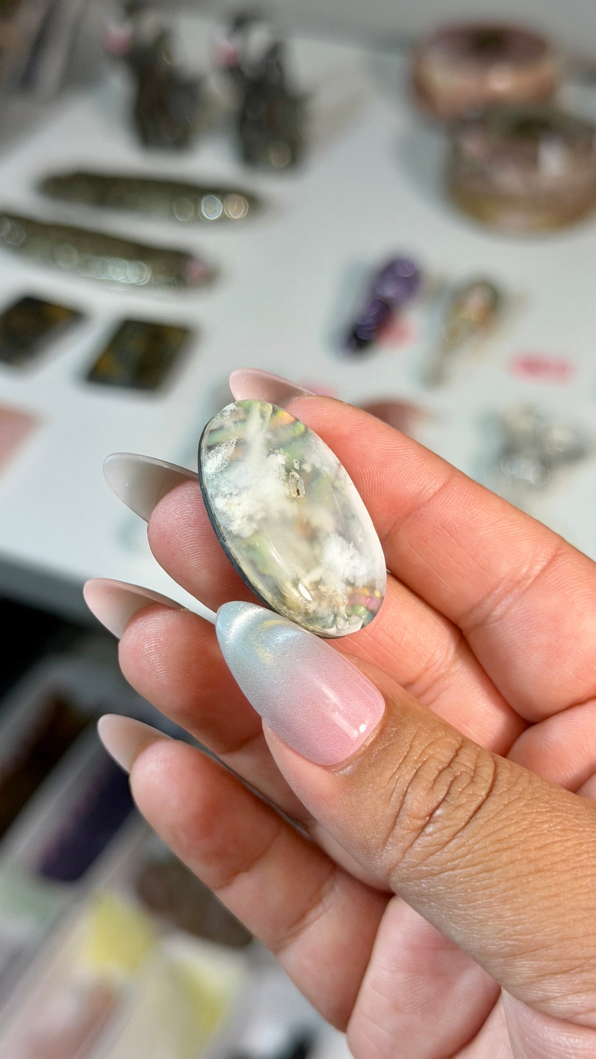 Gorgeous Aura Moon Effect Bonded Gemstone Cab | Opt 7 | Denver Gem Show Find