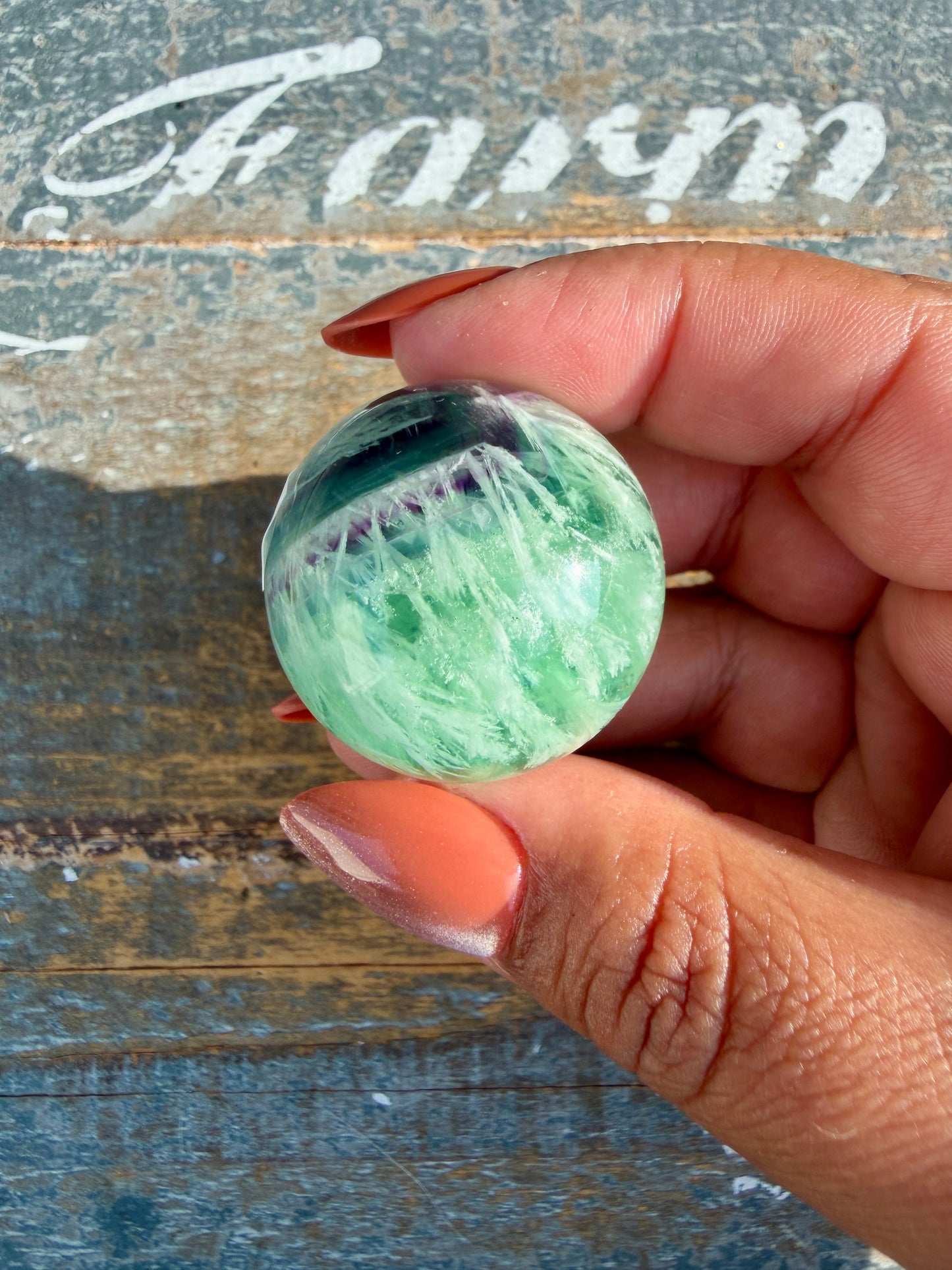 Gorgeous Feathered Fluorite Sphere | Opt 16