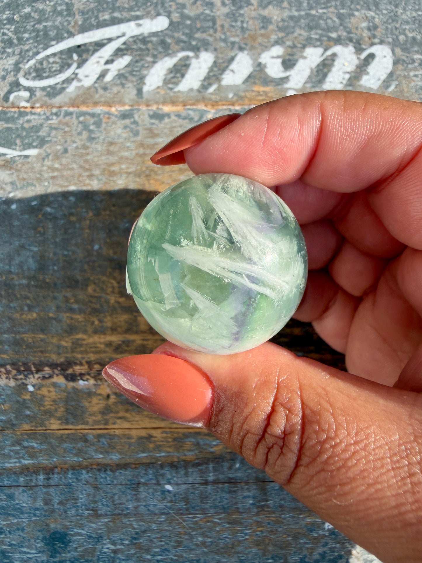 Gorgeous Feathered Fluorite Sphere | Opt 17