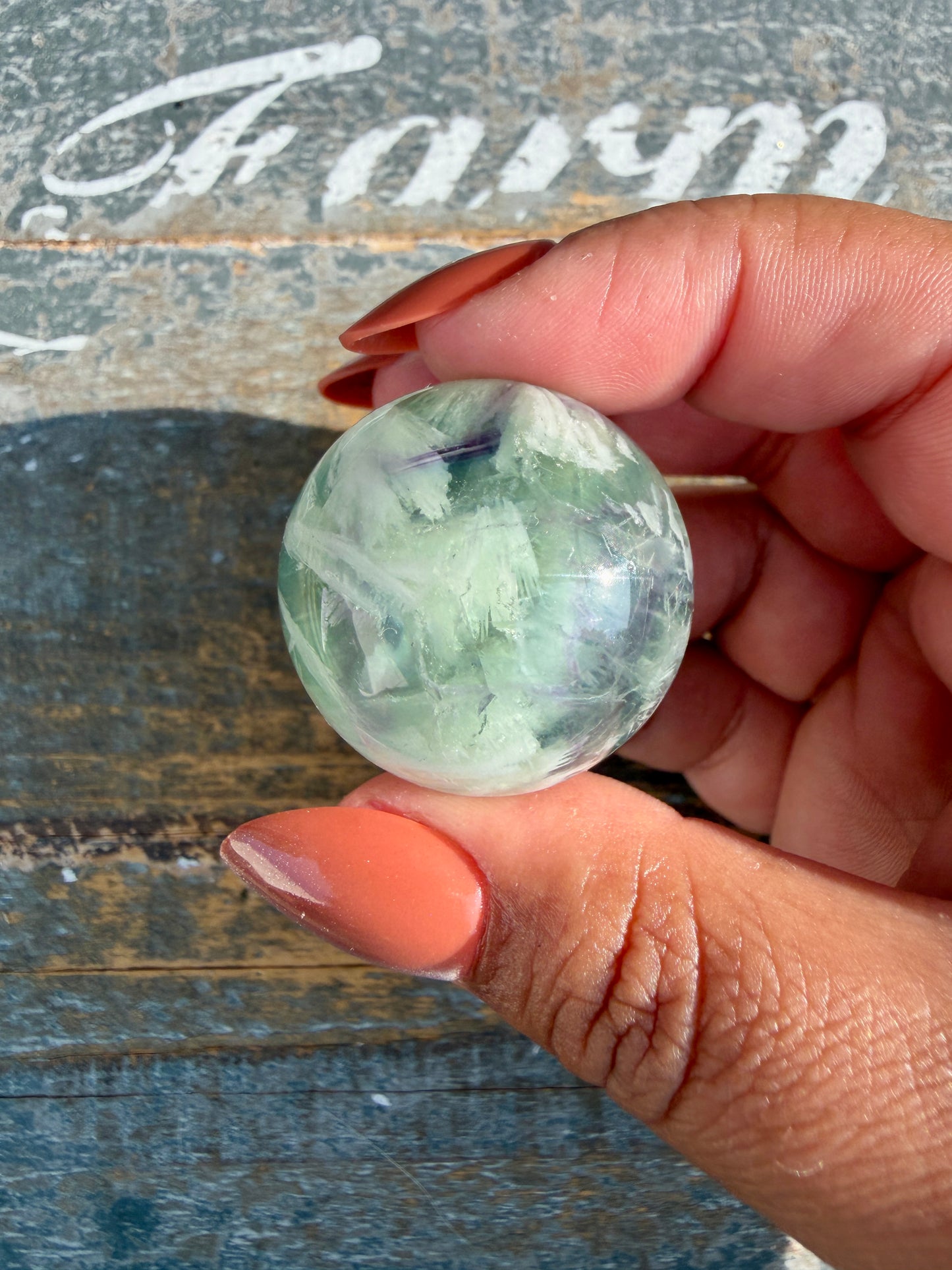 Gorgeous Feathered Fluorite Sphere | Opt 17