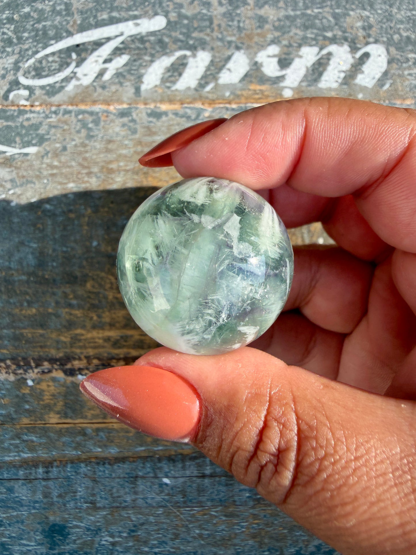 Gorgeous Feathered Fluorite Sphere | Opt 17