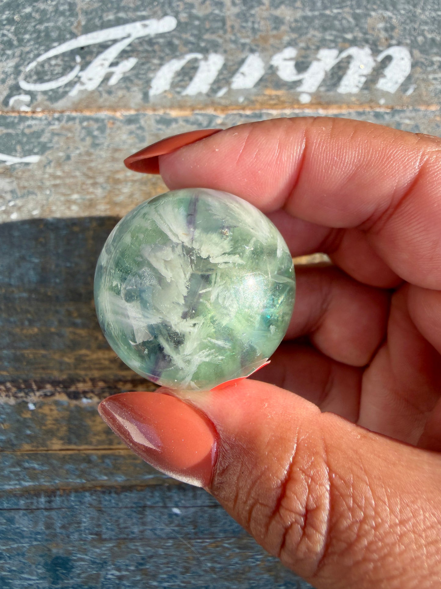 Gorgeous Feathered Fluorite Sphere | Opt 17