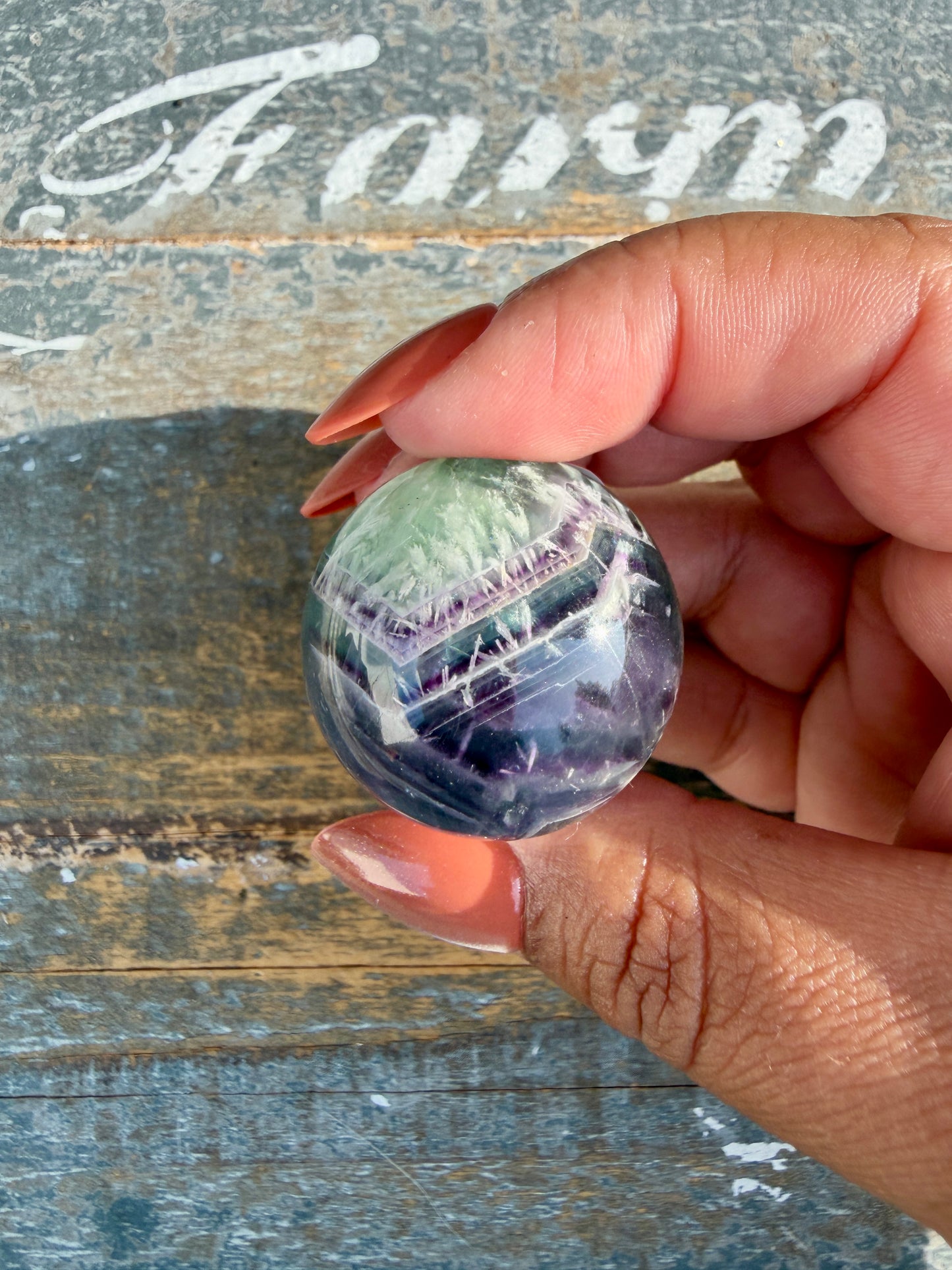Gorgeous Feathered Fluorite Sphere | Opt 21